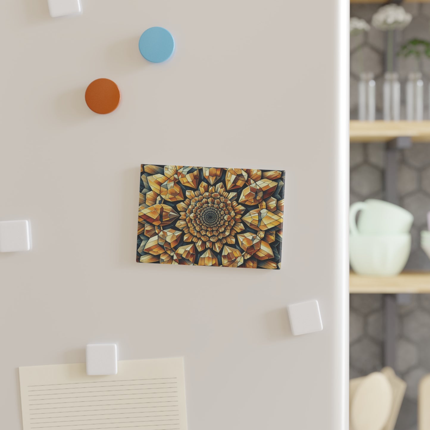 Button Magnet - Citrine Geometric Design