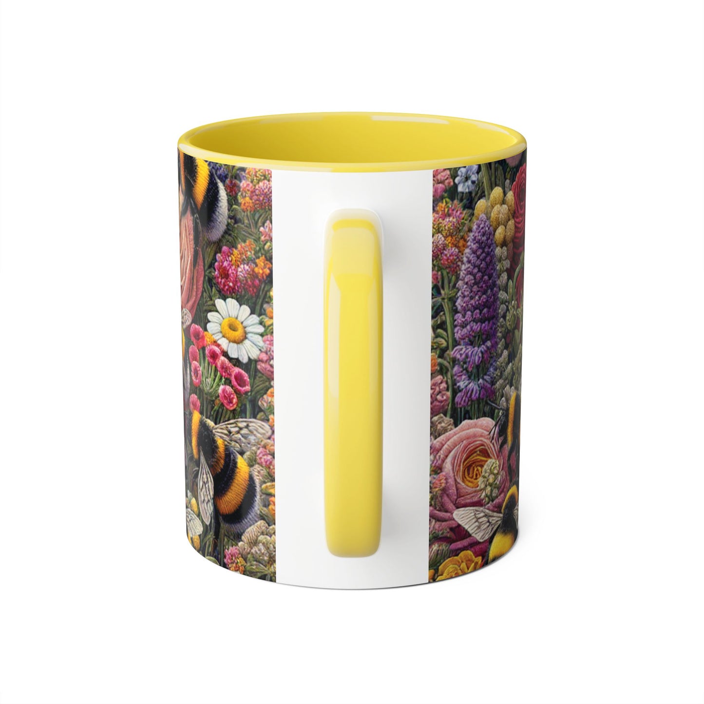 Bee-Inspired Floral Accent Mug | Nature Lover Gift, Botanical Coffee Mug, Bee Art Mug, Animal Lover Cup, Garden Mug