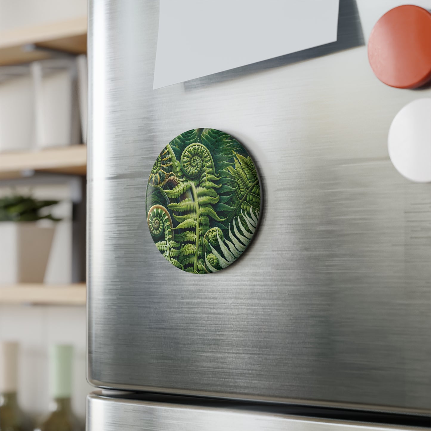 Nature-Inspired Button Magnet Set - 1 & 10 Pcs - Fern Design