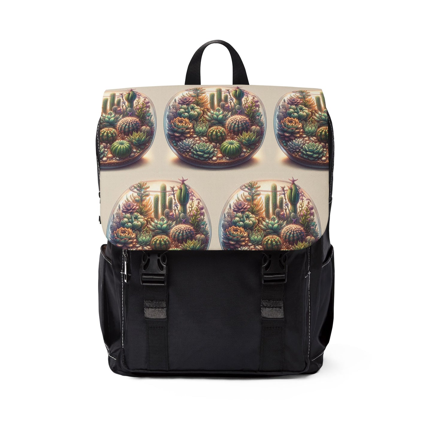 Cactus Terrarium Shoulder Backpack | Unisex Trendy School Bag, Everyday Sling Pack, Gift for Nature Lovers, Adventure Essential