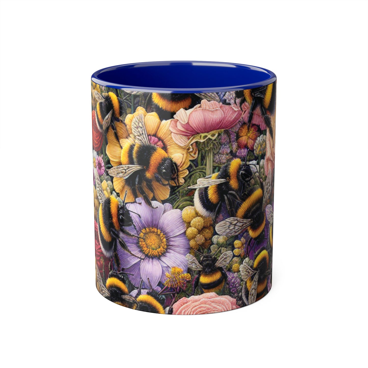 Bee-Inspired Floral Accent Mug | Nature Lover Gift, Botanical Coffee Mug, Bee Art Mug, Animal Lover Cup, Garden Mug