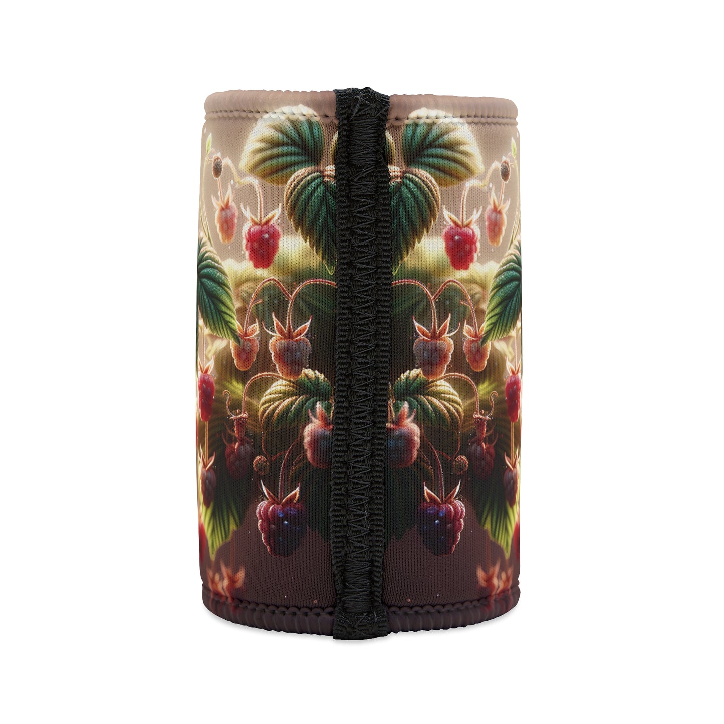 Raspberry Stubby Cooler, Drink Holder Sleeve for Cans and Bottles, Beverage Insulator, Summer Picnic Accessory, Fruit Pattern Gift