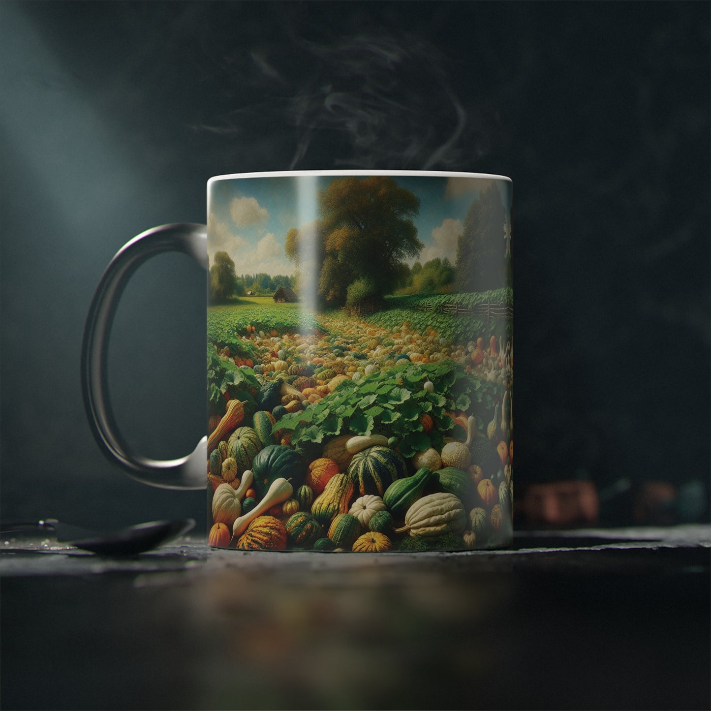 Magic Mug - Gourd Patch Design, Color Changing Cup, Heat Sensitive Tea Coffee Mug, Kitchen Decor, Unique Gift Idea