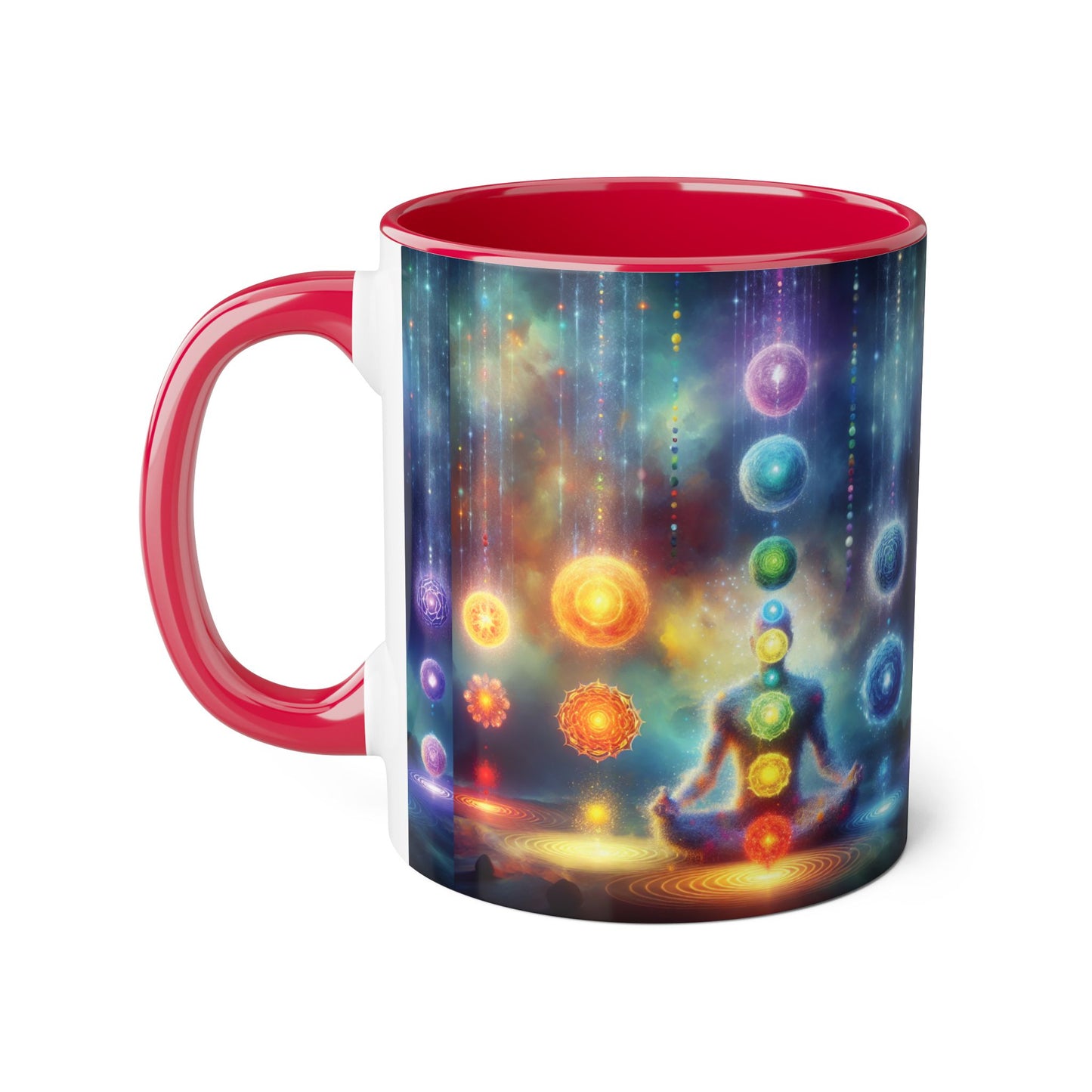 Chakra Magic Accent Mug, 11oz - Energy Healing Kitchen Cup, Reiki Crystal Meditation Tea Coffee Drinkware, Spiritual Ceramic Gift, Yoga