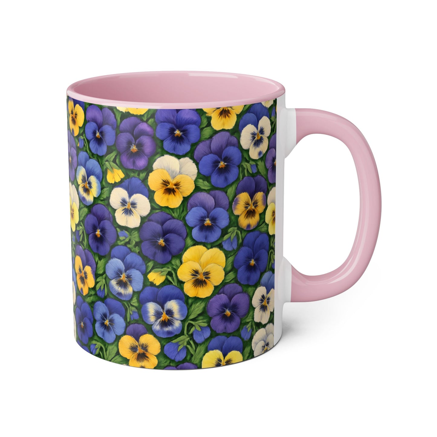Pansy Pattern Accent Mug, Floral Coffee Cup, Tea Mug, Flower Design, Gardener Gift, Spring Decor, Mother's Day Present