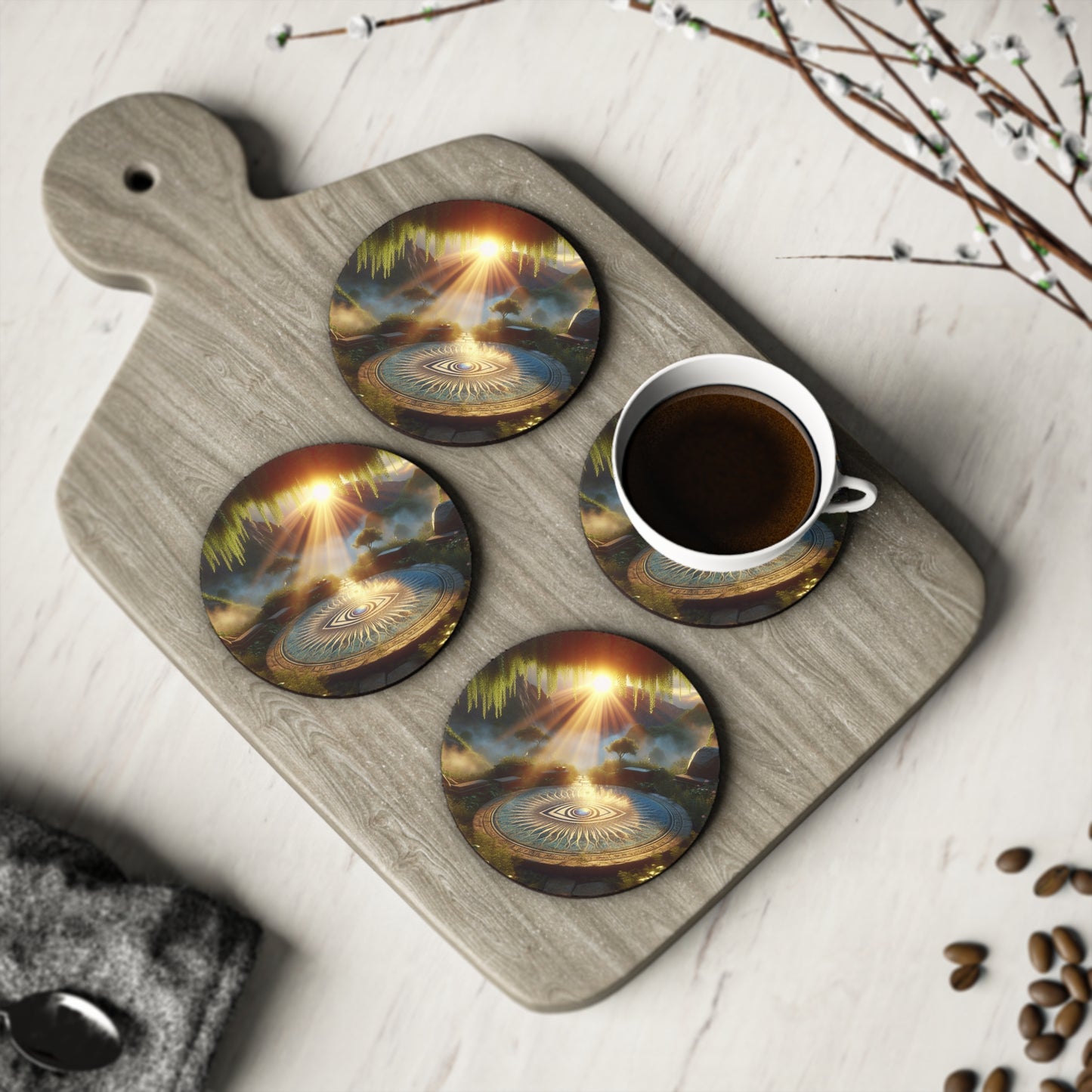 Serene View Coasters, Drink Coasters, Home Decor,  Table Coasters, Housewarming Gift, Square Coasters