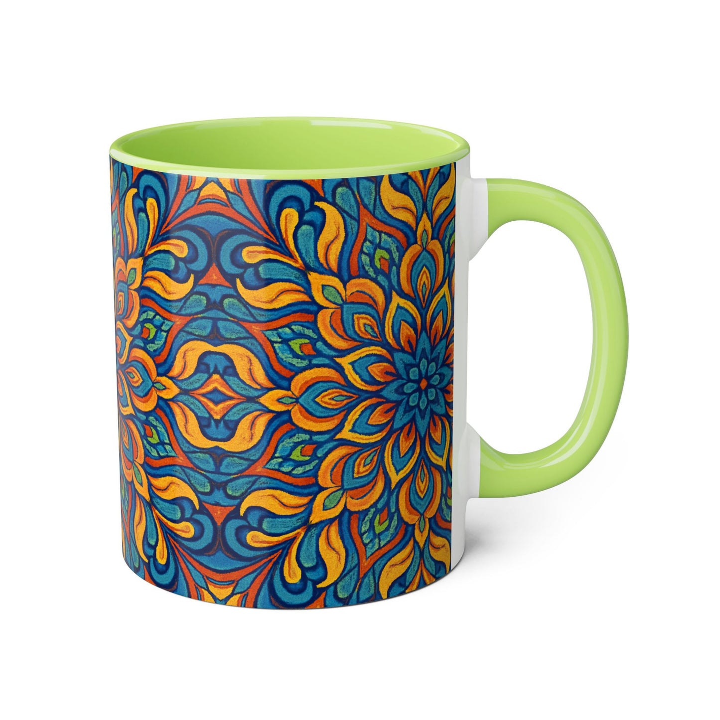Kaleidoscope Accent Mug, Colorful Ceramic Coffee Cup, Unique Tea Mug, Boho Style Kitchen Decor, Psychedelic Drinkware, Hippie Gift Idea