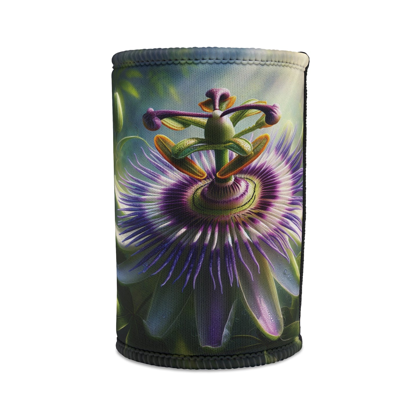 Stubby Cooler - Passionflower Bloom Lovers, Drink Sleeve, Beverage Cooler, Beer Cover, Flower Pattern Cozy, Floral