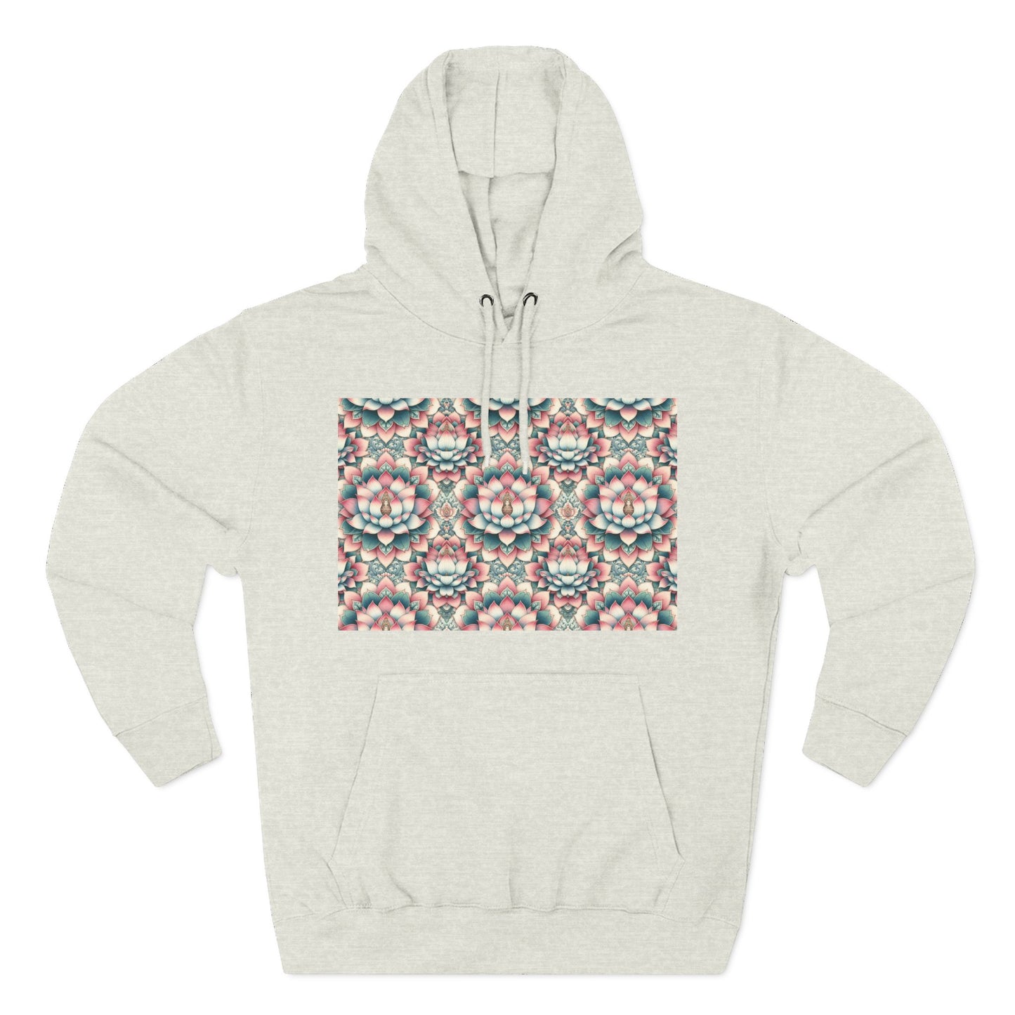 Fleece Hoodie with Lotus Flower Design