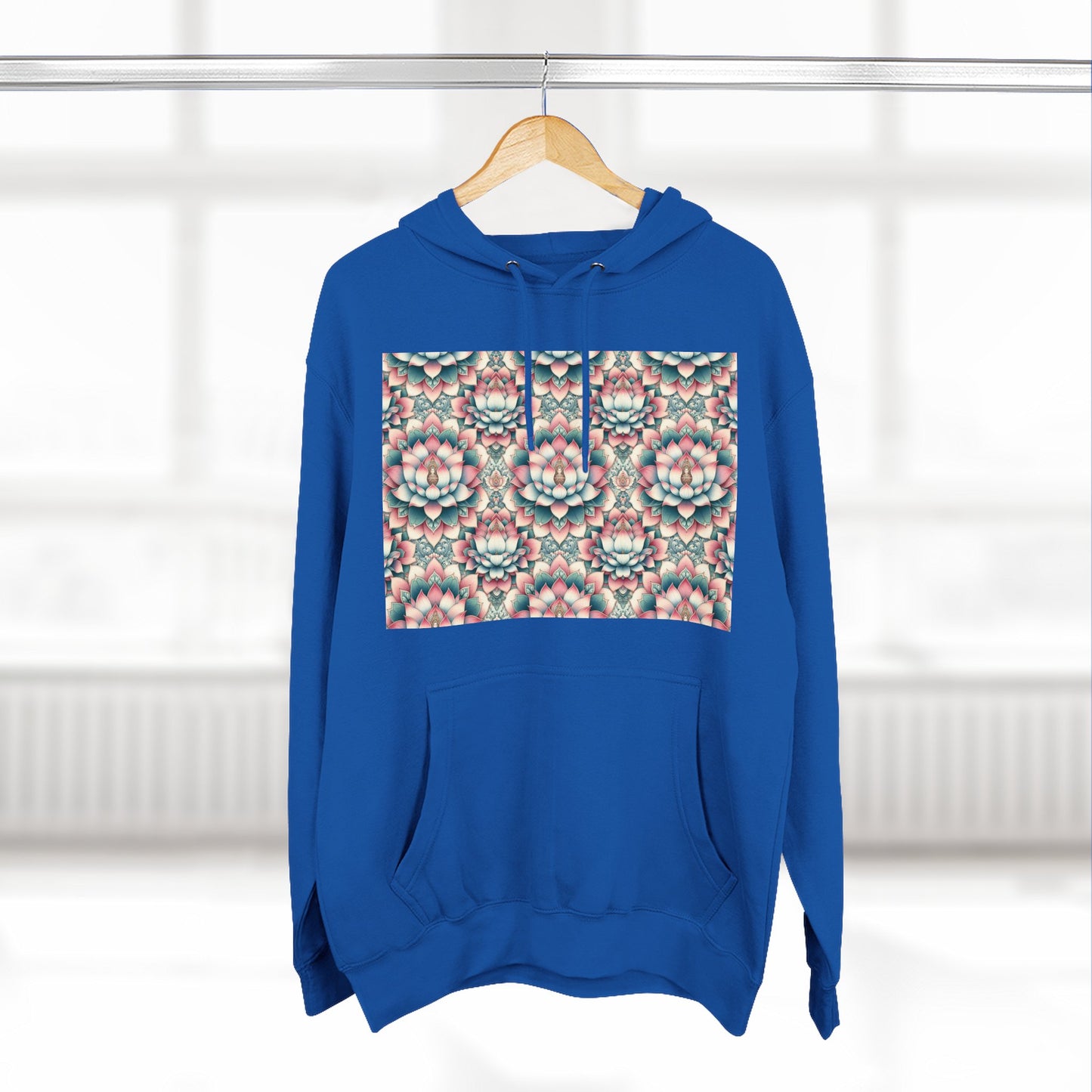 Fleece Hoodie with Lotus Flower Design