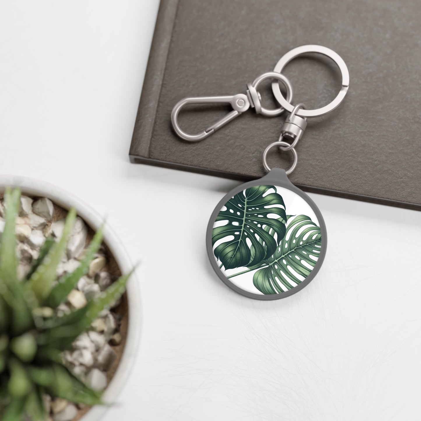 Tropical Monstera Keyring Tag, Personalized Gift for Plant Lovers, Cute Bag Charm, Housewarming Favor, Nature-Inspired Keychain