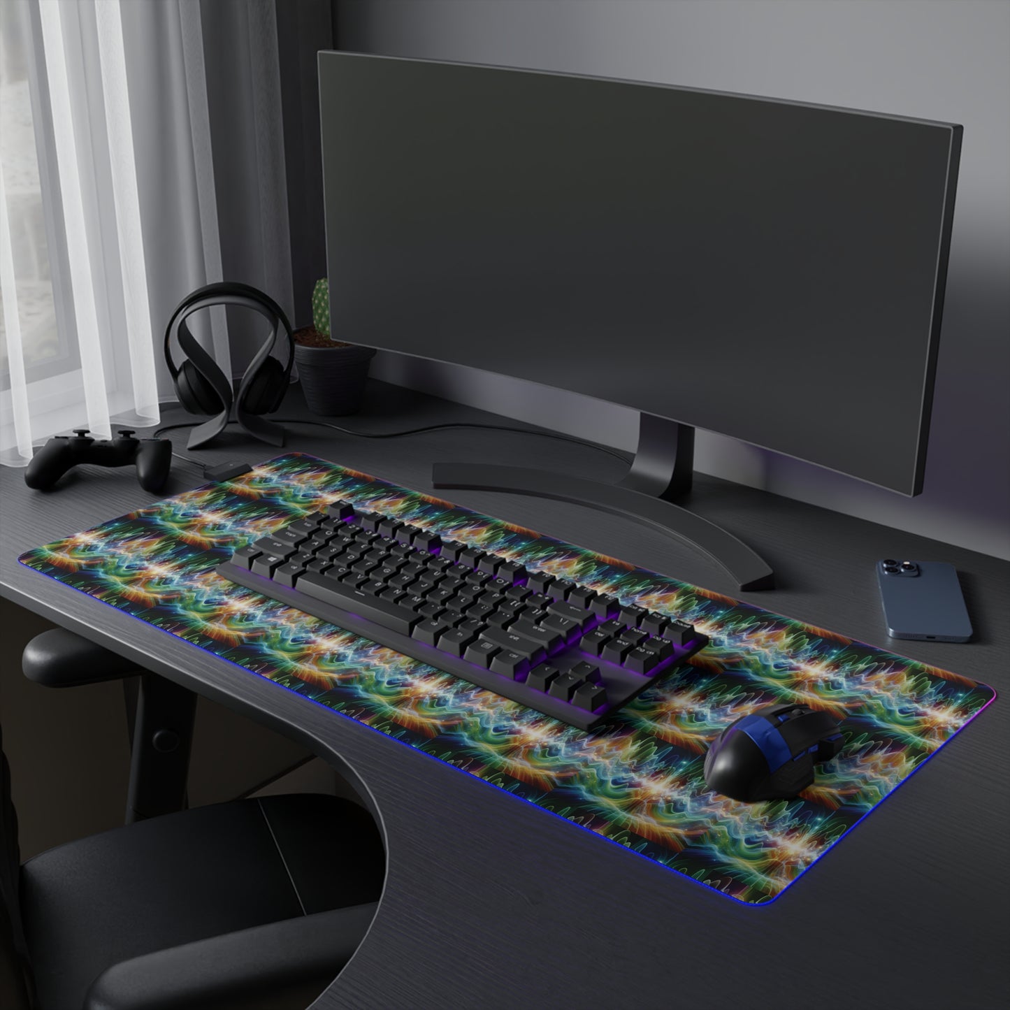 LED Gaming Mouse Pad: Healing Frequency Waves Design