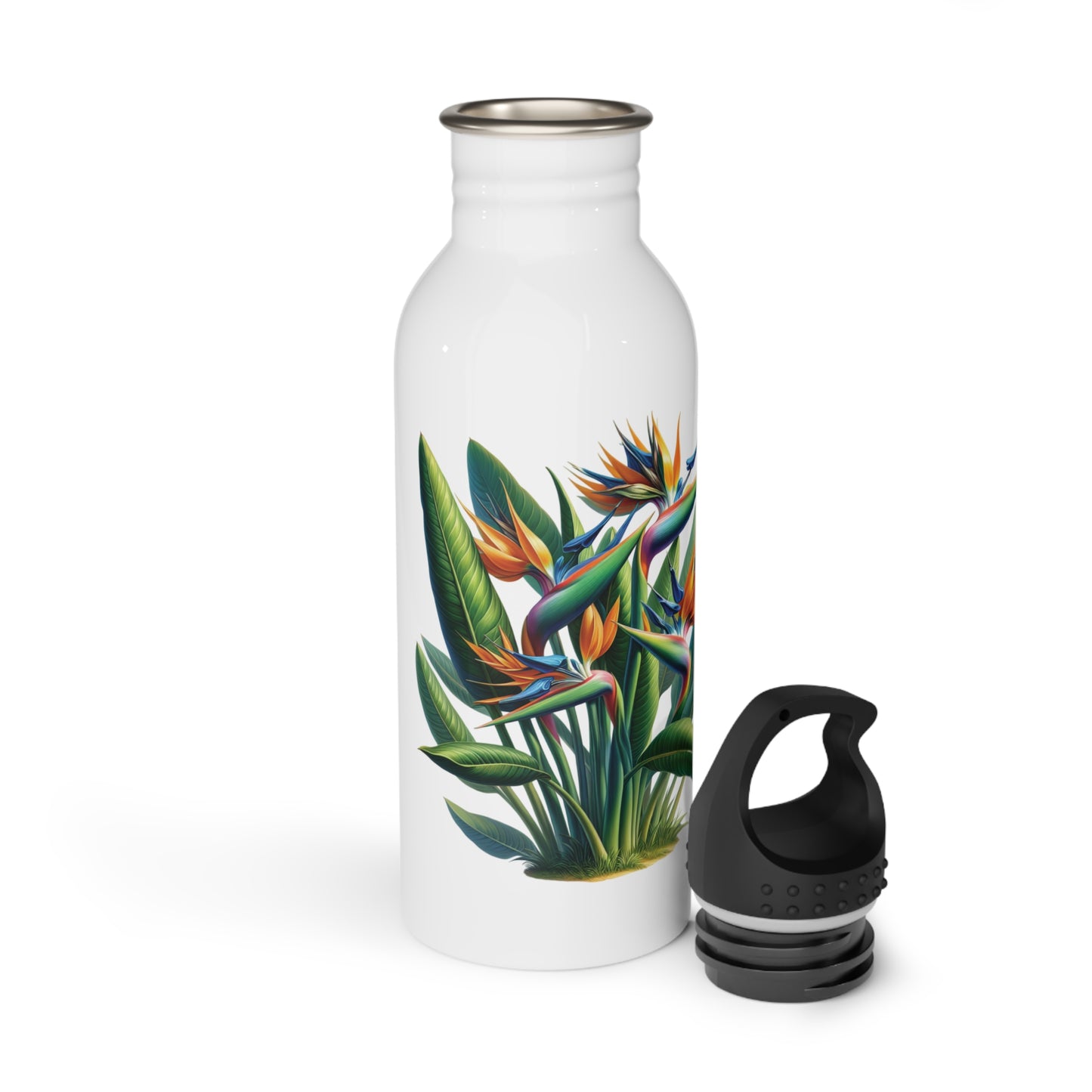 Stainless Steel Water Bottle - Bird of Paradise Design, Tropical Floral Print, Gift for Nature Lovers, Outdoor