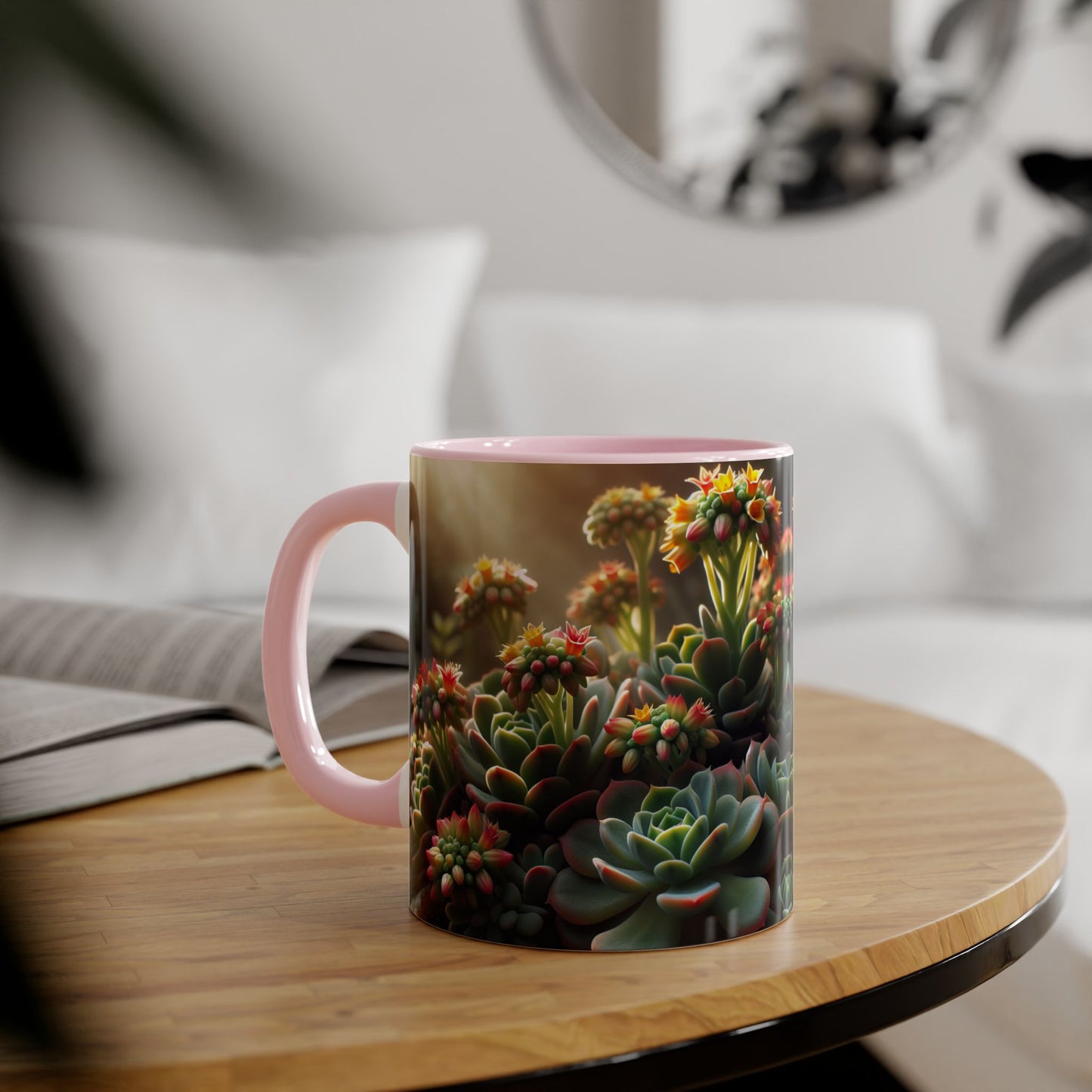 Succulent Mug, Echeveria Plant Coffee Cup, Gardening Gift, Botanical Tea Mug, Plant Lover Present, Cactus Ceramic Mug
