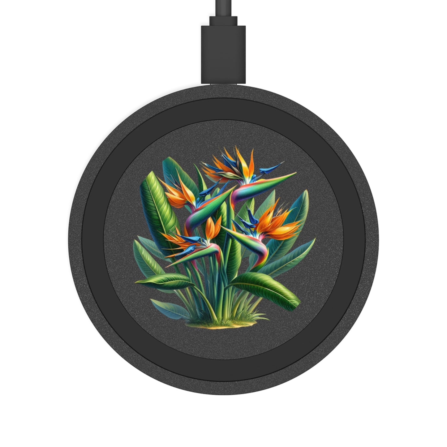 Wireless Charging Pad: Tropical Bird of Paradise Plant Design