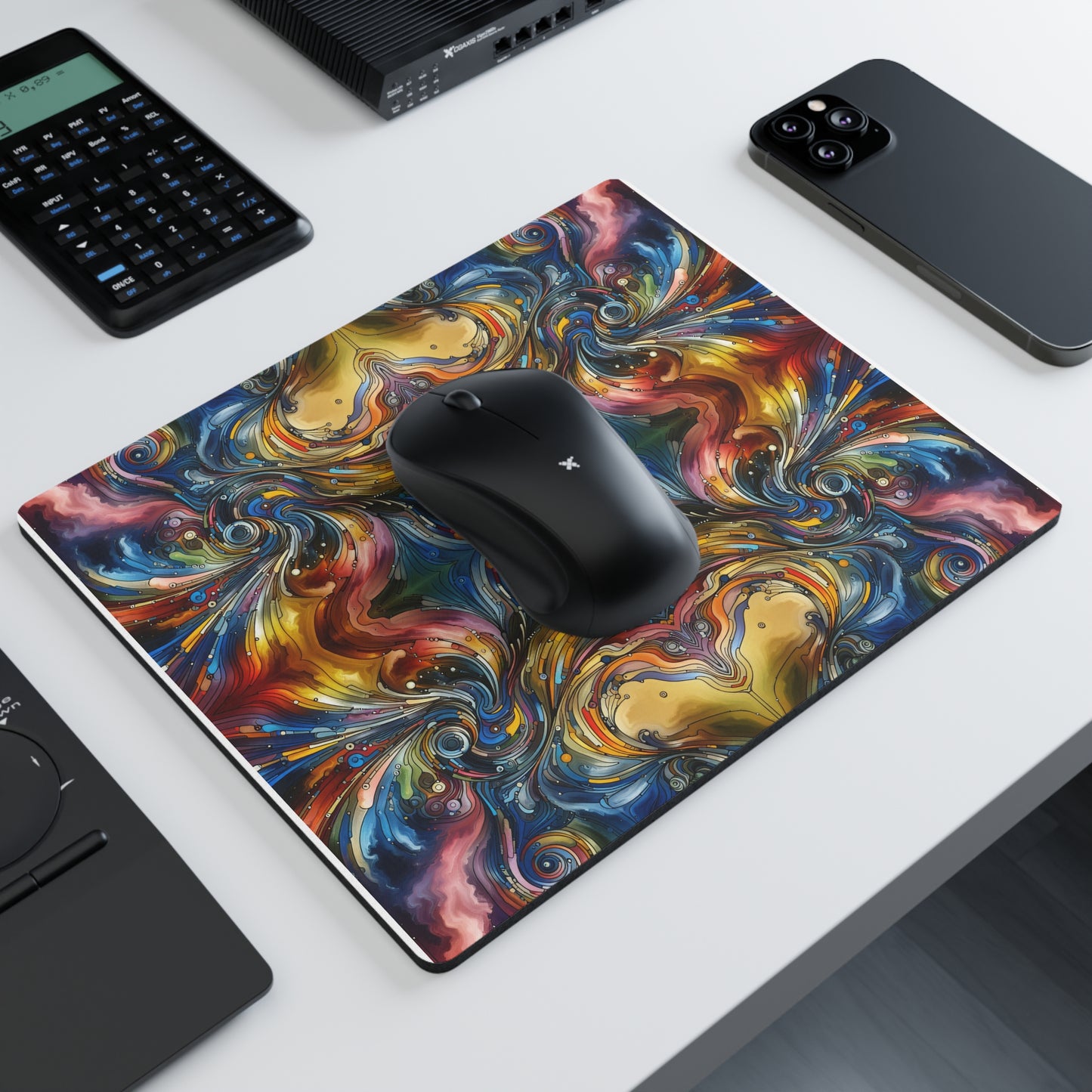 Mouse Pad - Watercolor Energy Waves Design