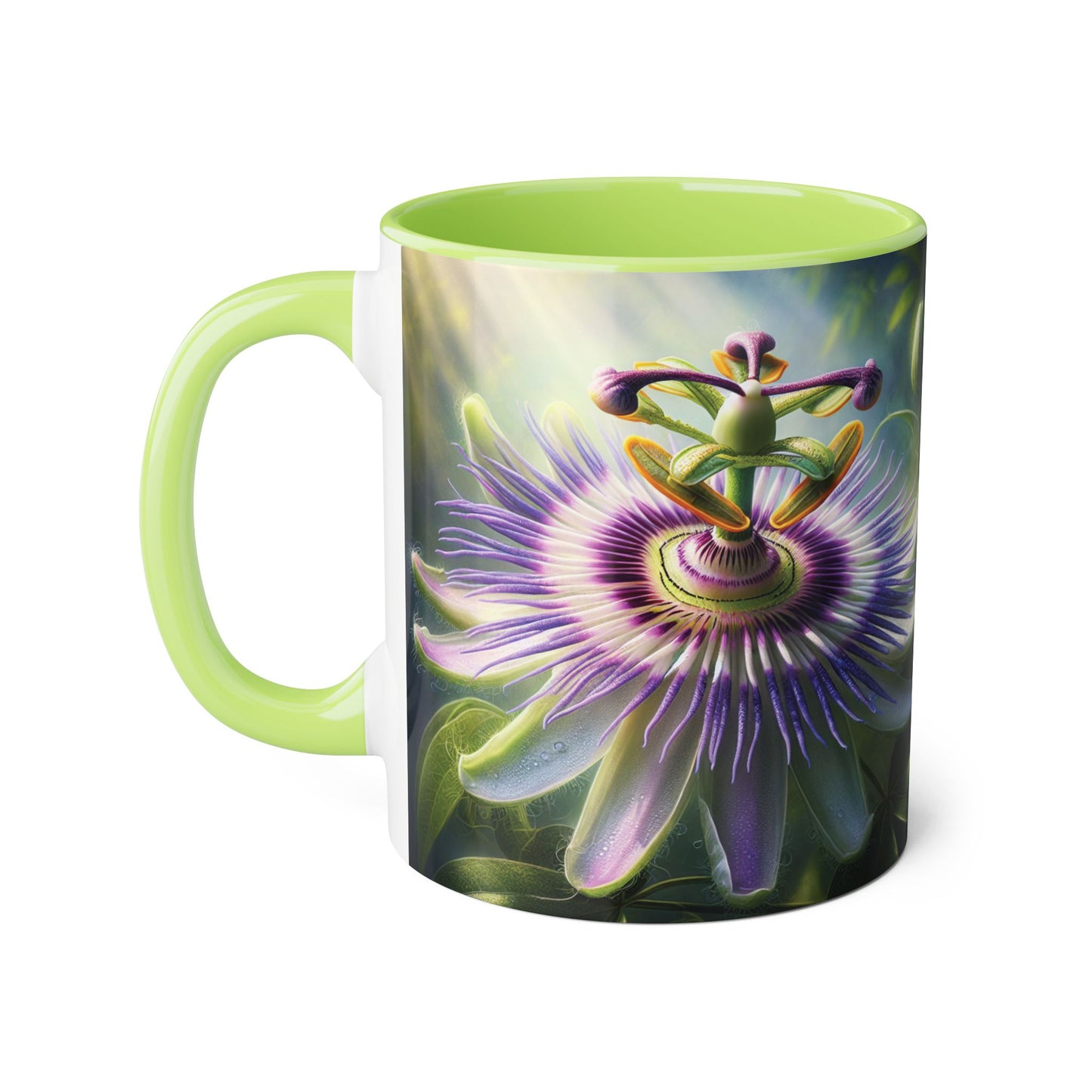 Passionflower Accent Mug, Floral Coffee Cup, Botanical Tea Mug, Nature Lover Gift, Mother's Day Gift, Gardening Mug
