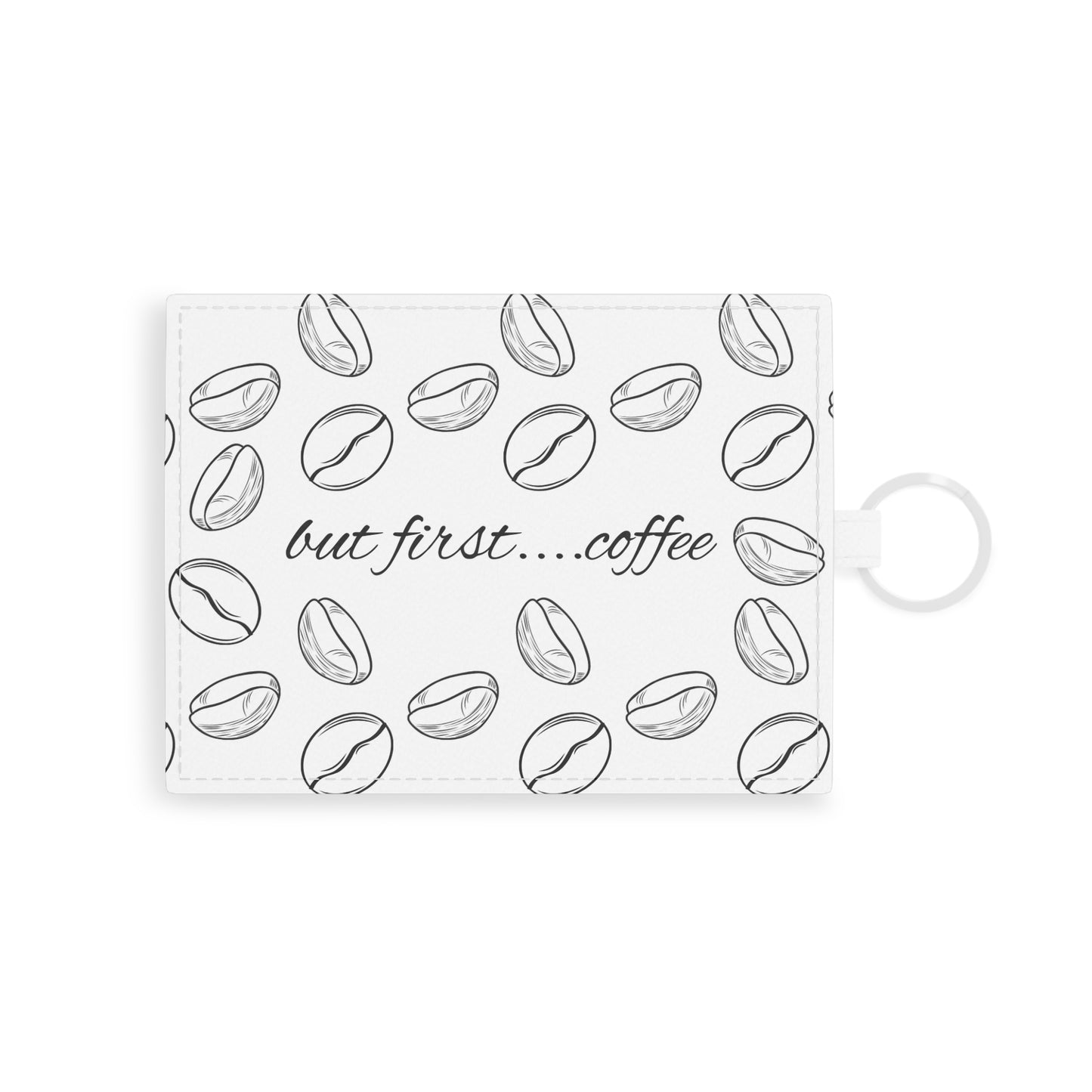 Coffee Lover's Saffiano Leather Card Holder - Stylish Wallet, Gift for Him/Her, Minimalist Accessory, Birthday, Holiday