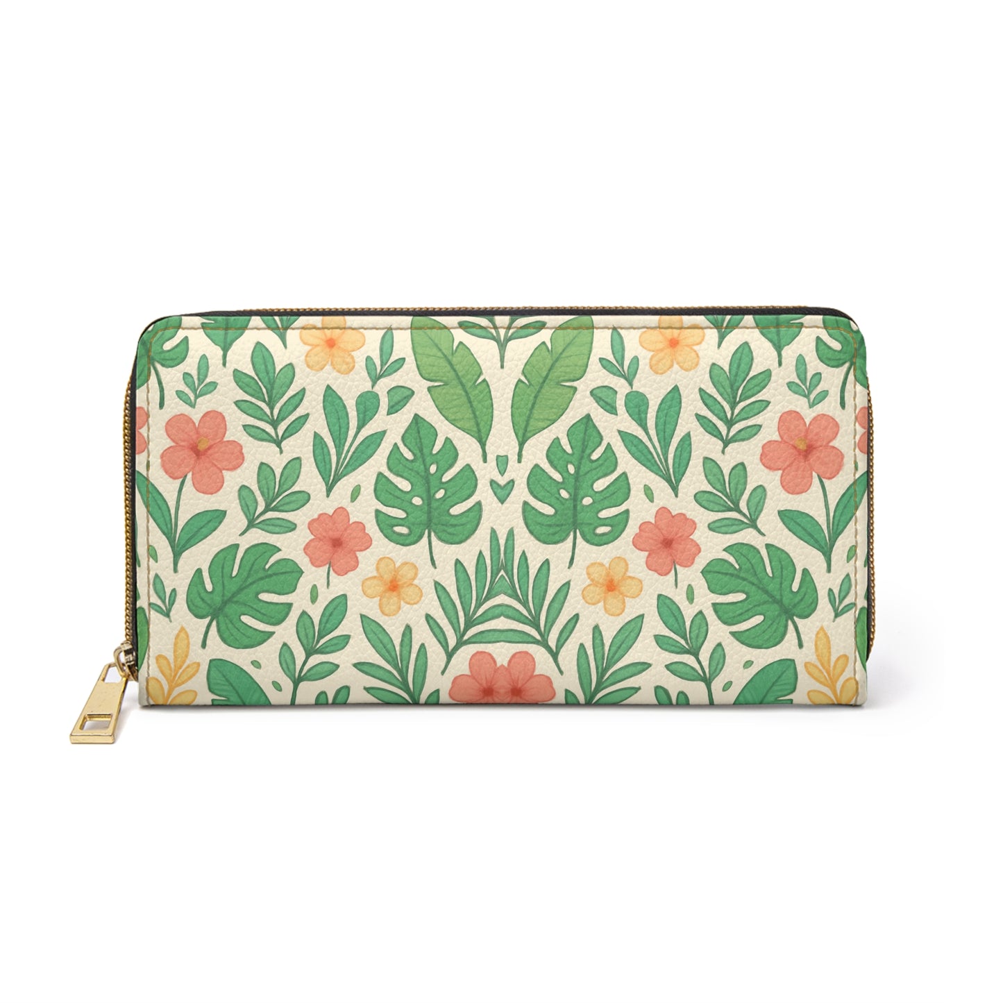 Zipper Wallet - Tropical Pattern Design, Exotic Floral Print Coin Purse