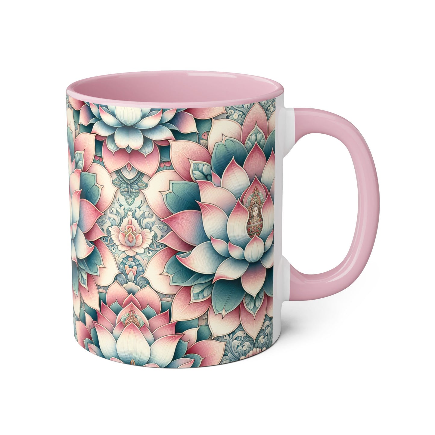 Lotus Flower Accent Mug, Floral Coffee Cup, Zen Tea Mug, Botanical Drinkware, Meditation Gift, Ceramic Lotus Blossom Mug