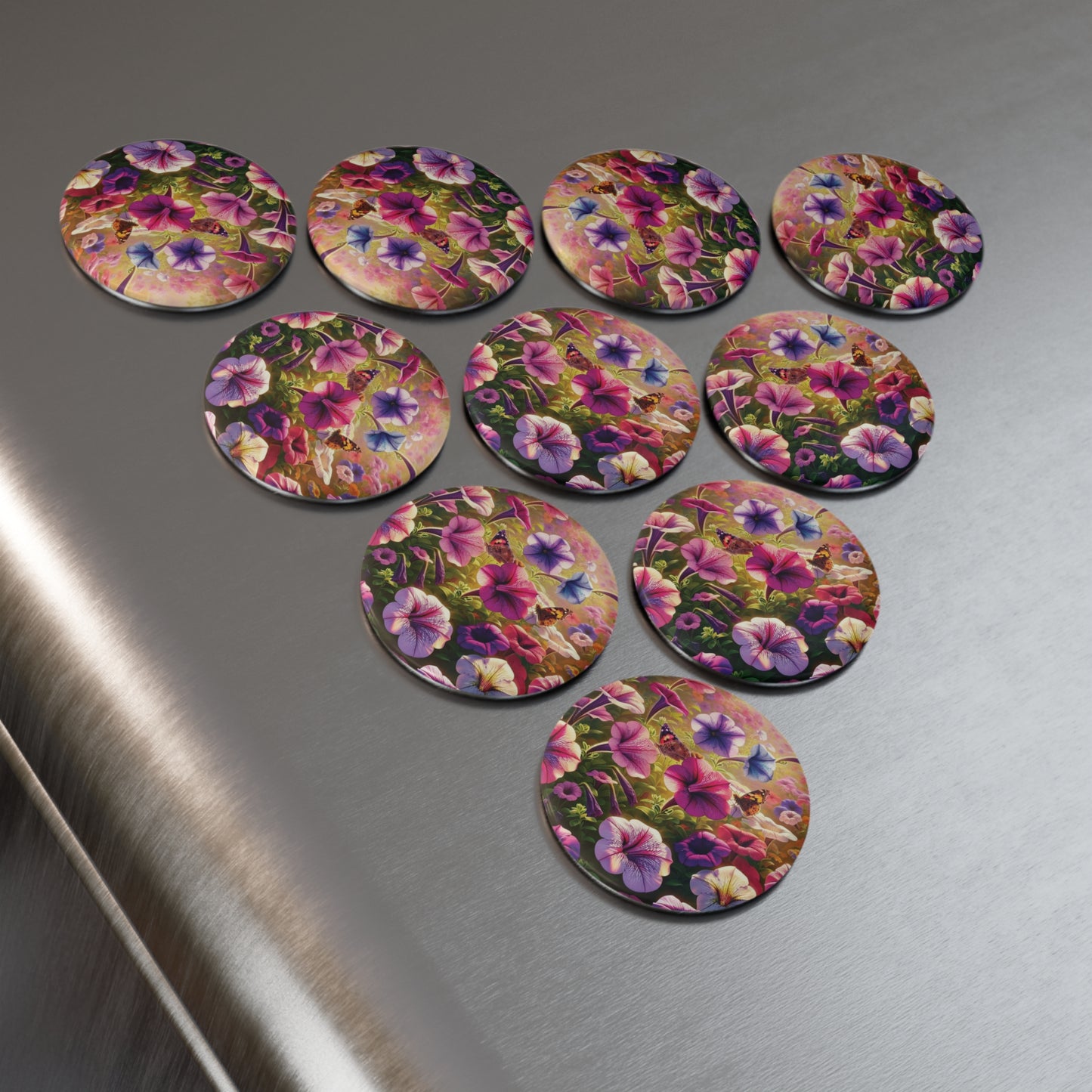 Vibrant Floral Button Magnet Set - Round Decorative Magnets for Home Décor