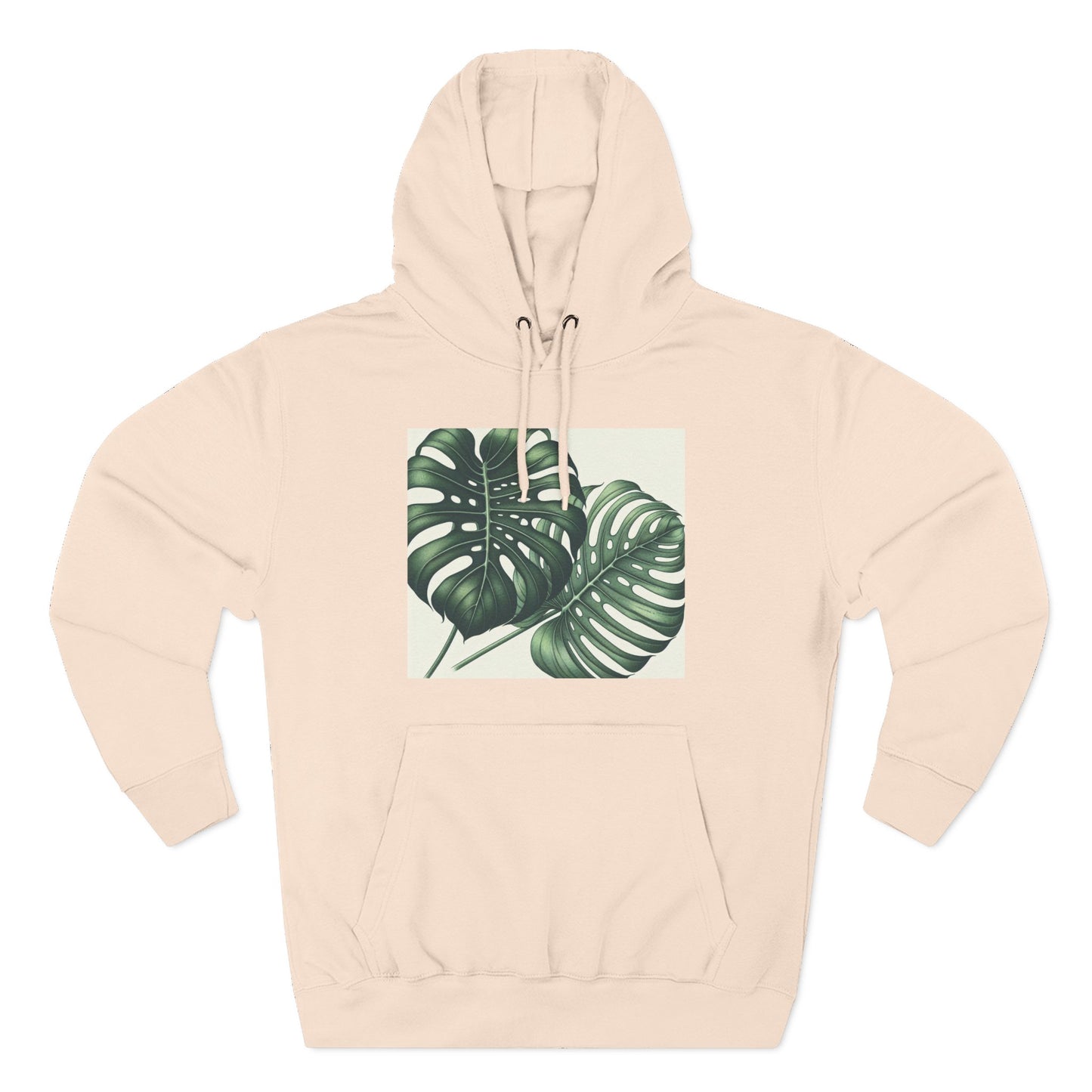 Tropical Fleece Hoodie - Monstera Leaf Design