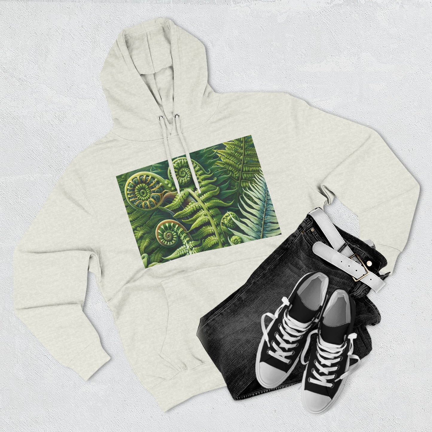 Nature-Inspired Three-Panel Fleece Hoodie for Outdoor Enthusiasts