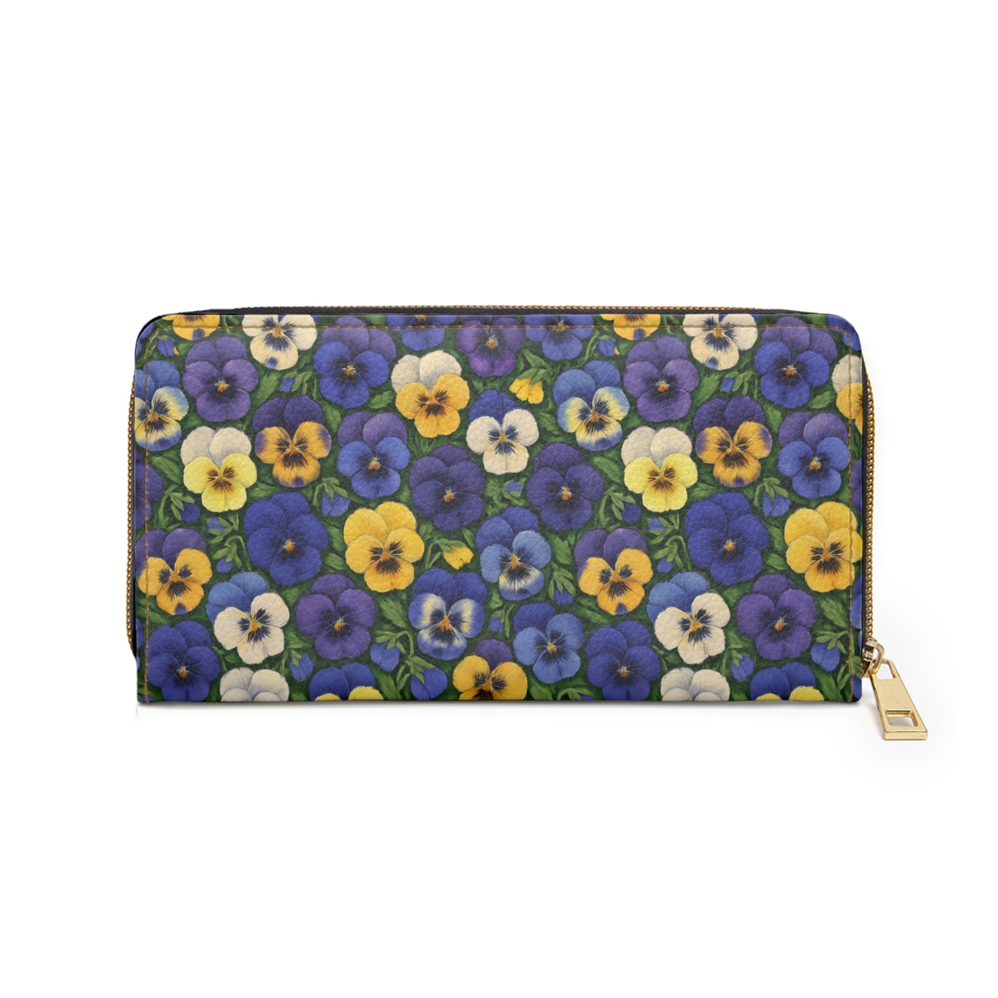 Zipper Wallet - Pansy Pattern, Cute Money Organizer, Spring Flowers