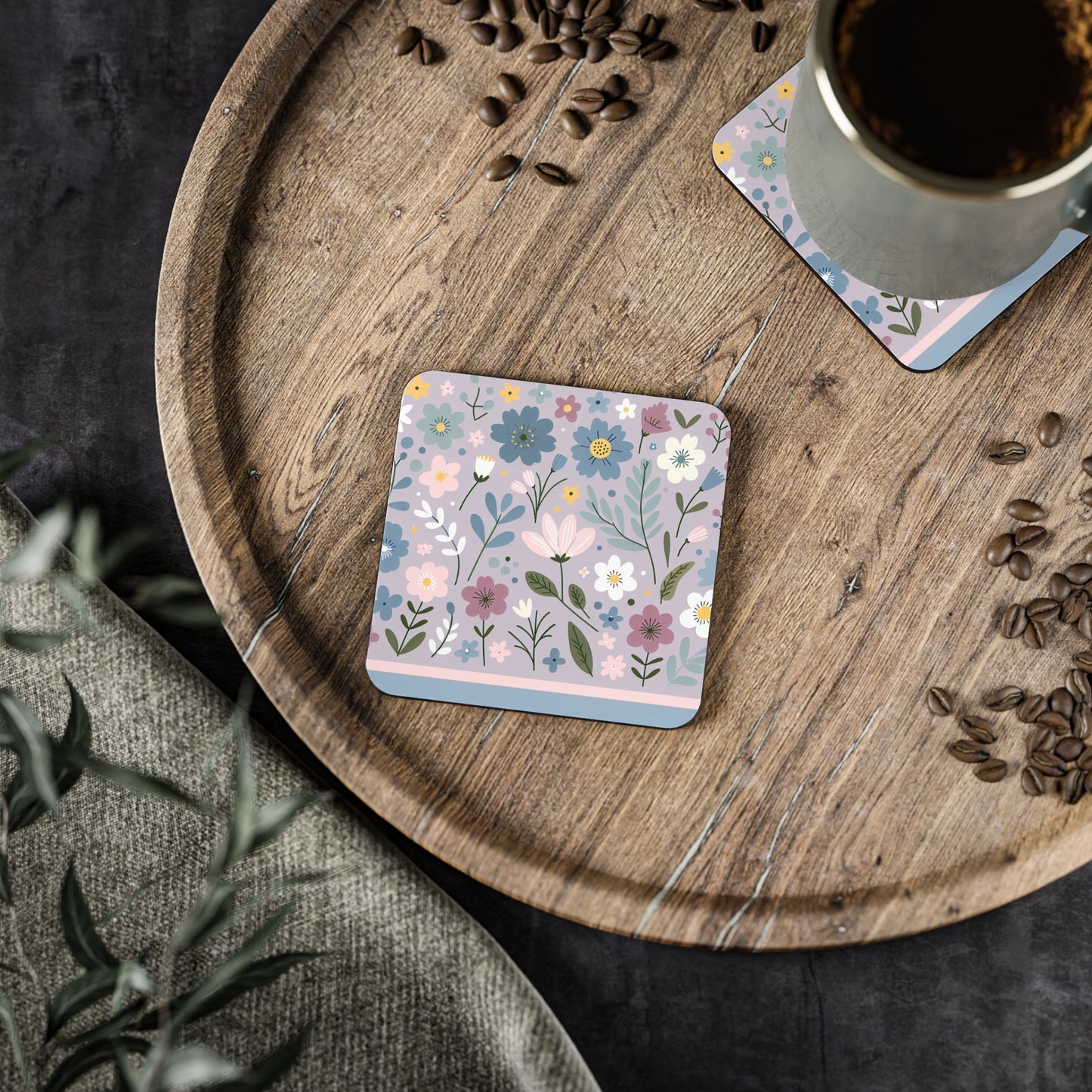 Cute Floral Pattern, Drink Coasters, Coaster Set, Home Decor, Housewarming Gift, Kitchen Accessories