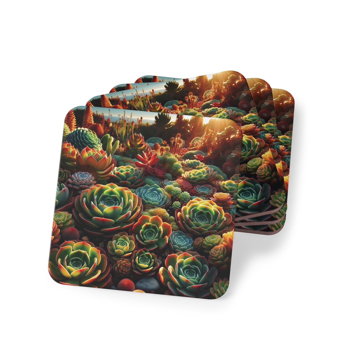 Succulent Coasters, Plant Lover Gift, Botanical Home Decor, Set of 4 Coasters, Garden Theme Drink Coasters, Cactus Coasters