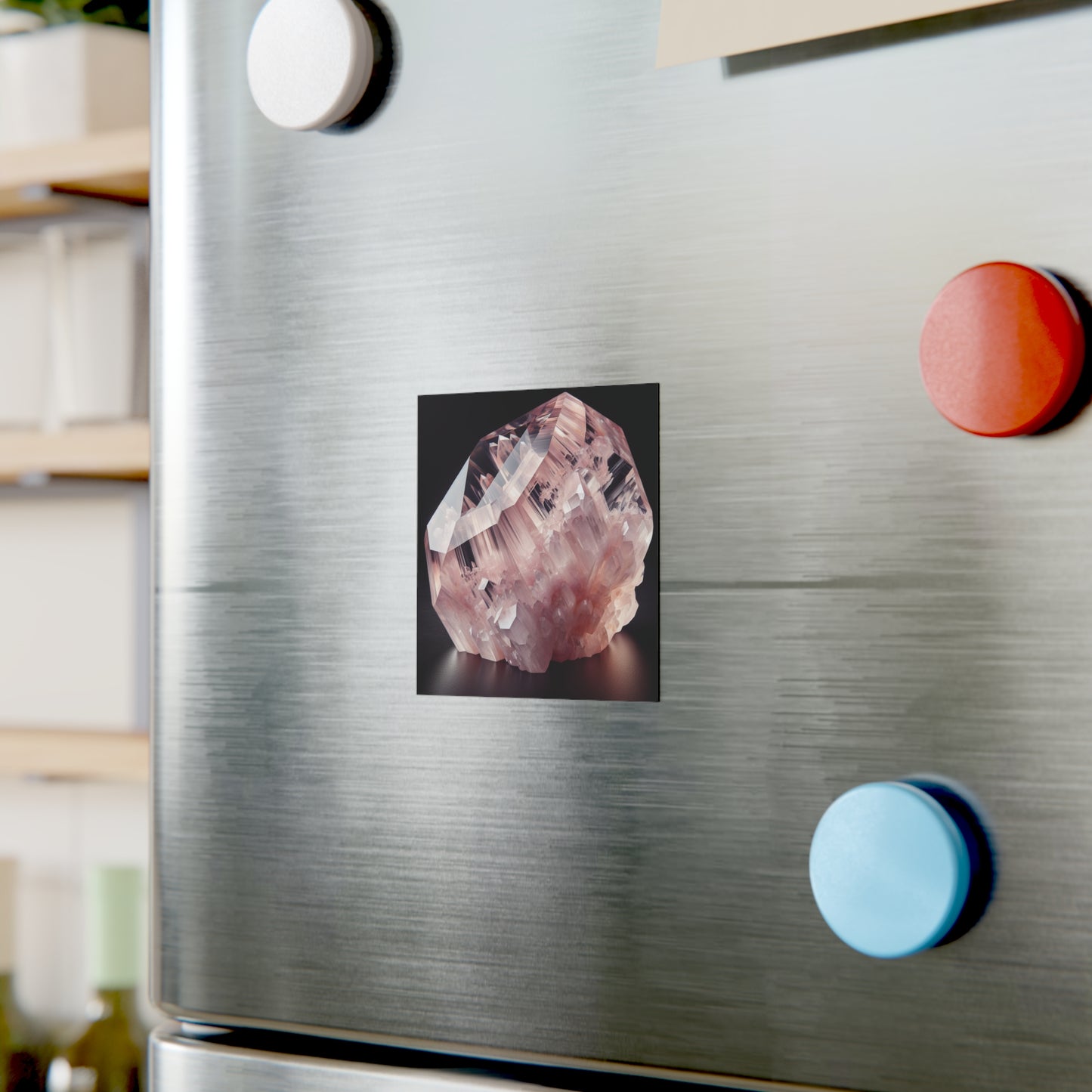Square Magnet - Rose Quartz Crystal Design