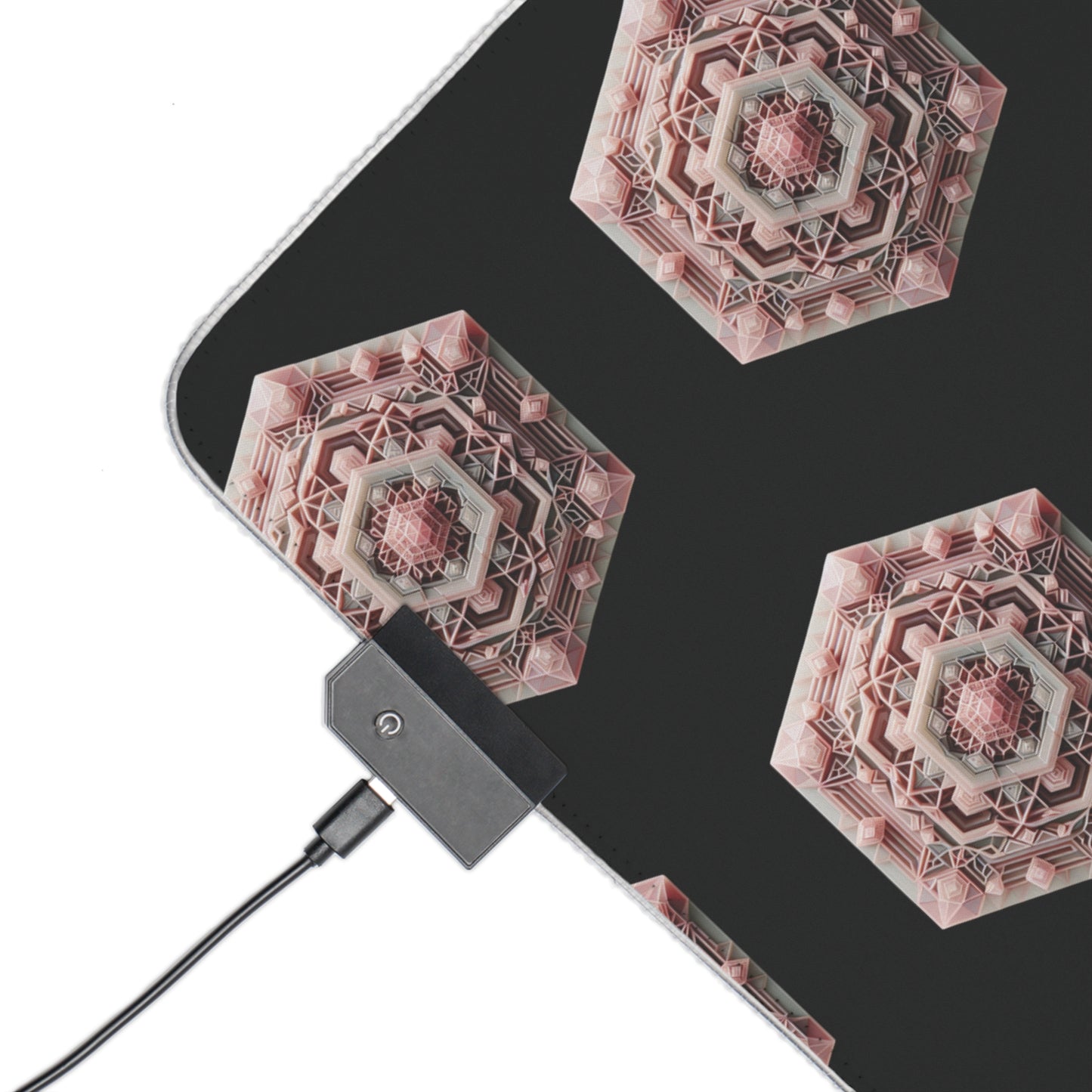 LED Gaming Mouse Pad - Geometric Rose Quartz Design