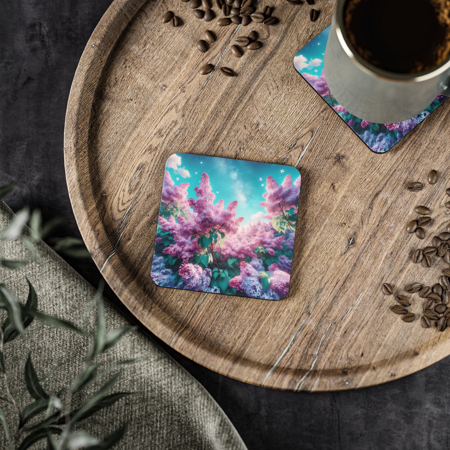 Lilac Coasters, Floral Coasters, Purple Lilac Drink Coasters, Home Decor, Kitchen Decor, Housewarming Gift