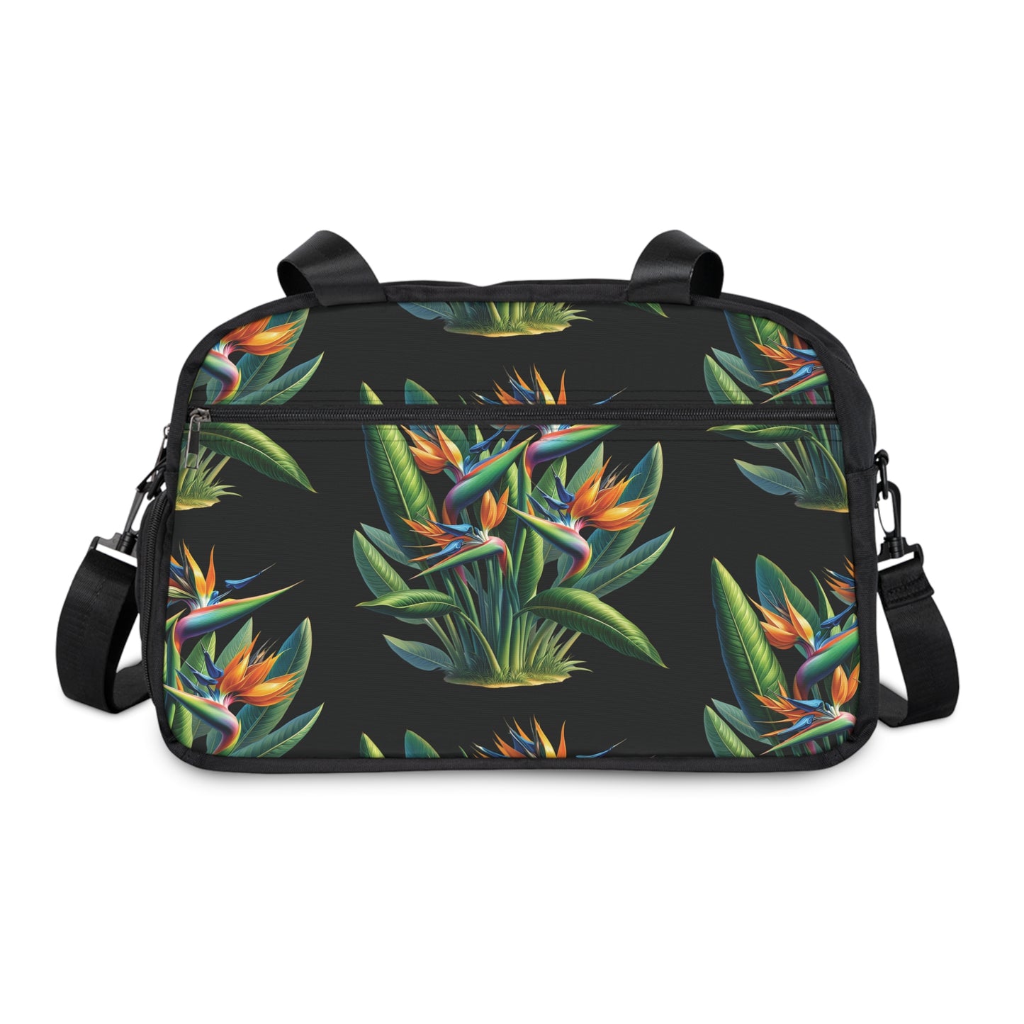 Fitness Handbag - Tropical Bird of Paradise Black Design