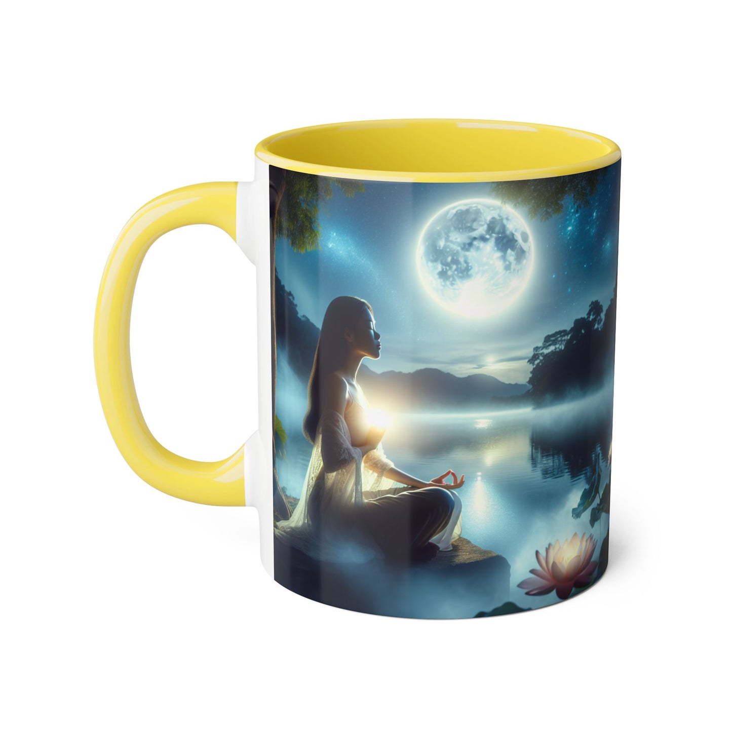 Moonlight Serenity Accent Mug, 11oz - Tranquil Ceramic Cup, Celestial Drinkware, Lunar Tea Mug, Night Sky Coffee Cup, Gift for Moon Lover