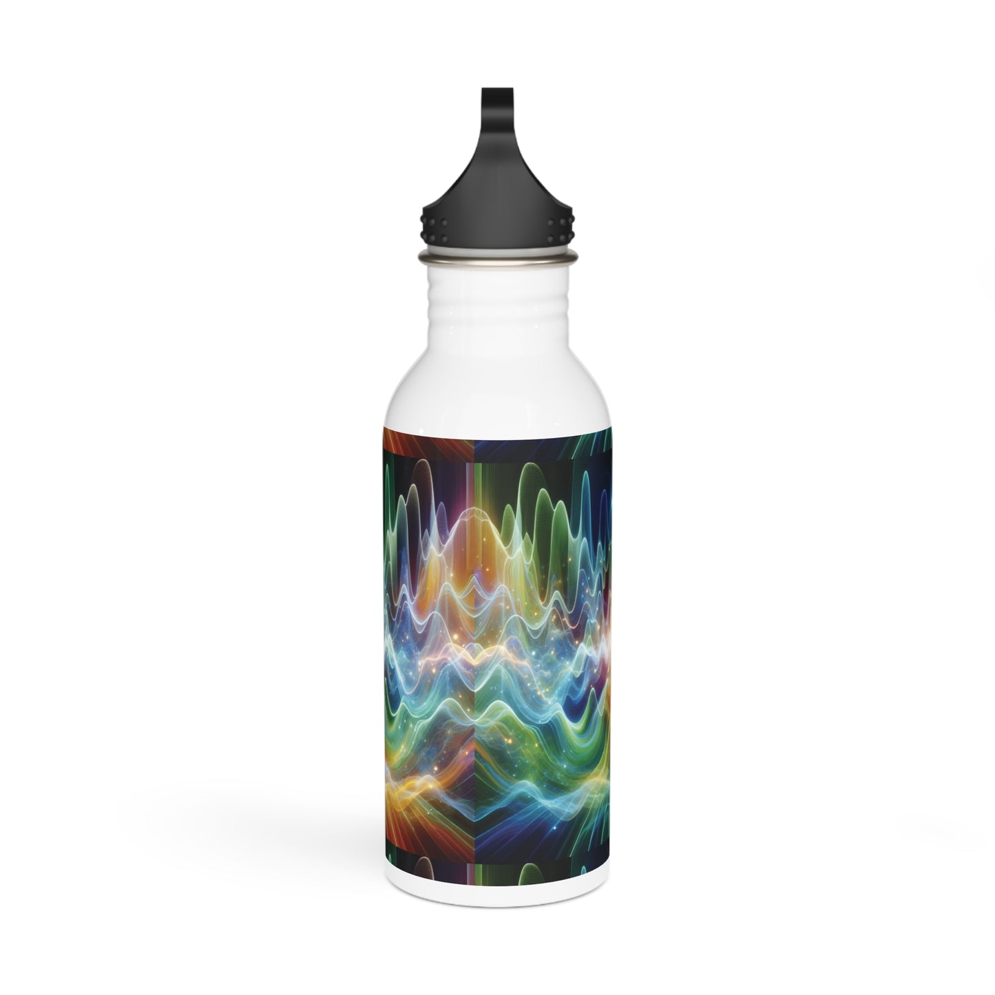 Stainless Steel Water Bottle - Frequency Waves Design, Reusable Drinkware, Yoga Lover Gift, Mindfulness Hydration, BPA-Free