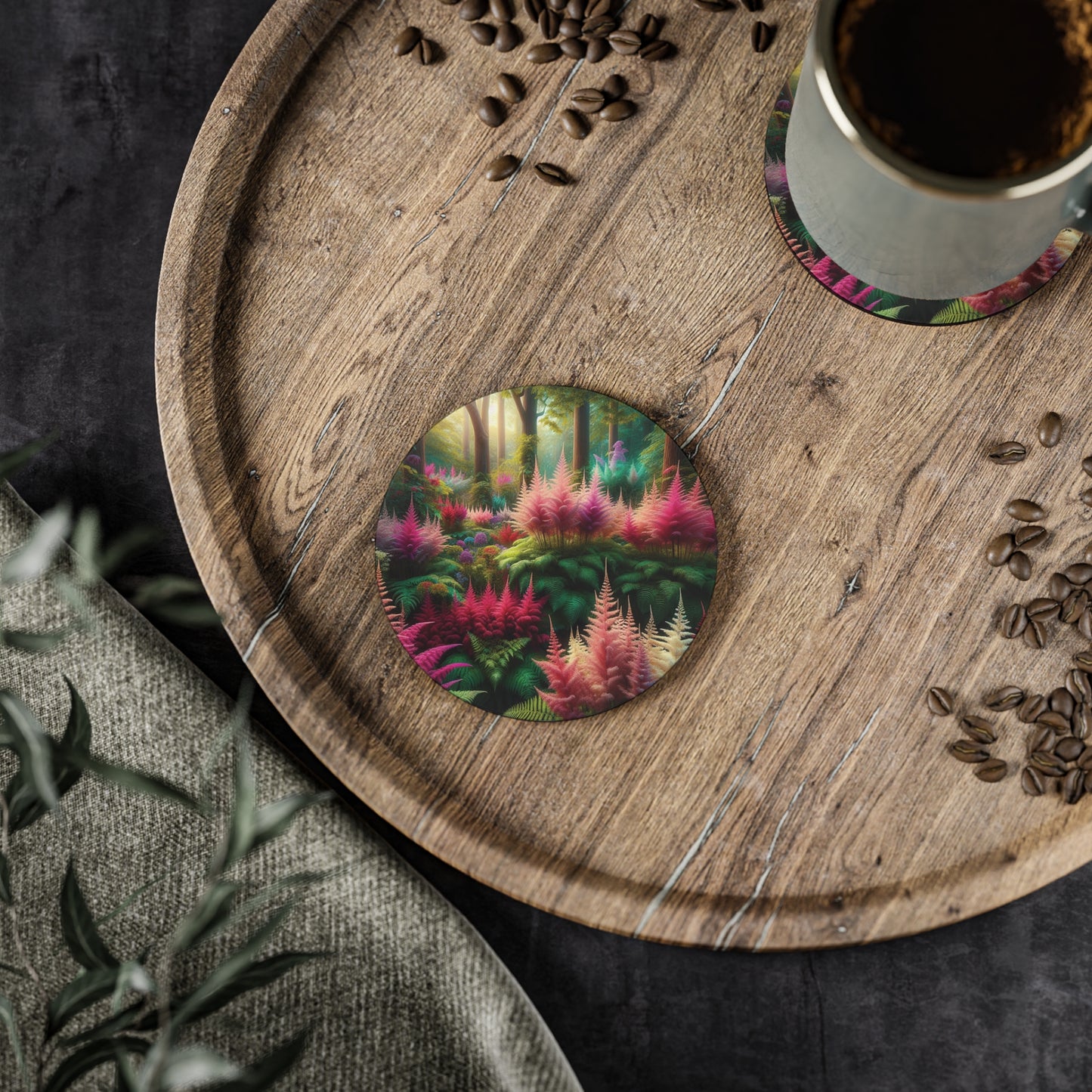 Astilbe Bloom Design Coasters, Floral Drink Coasters, Set of 4, Housewarming Gift, Home Decor