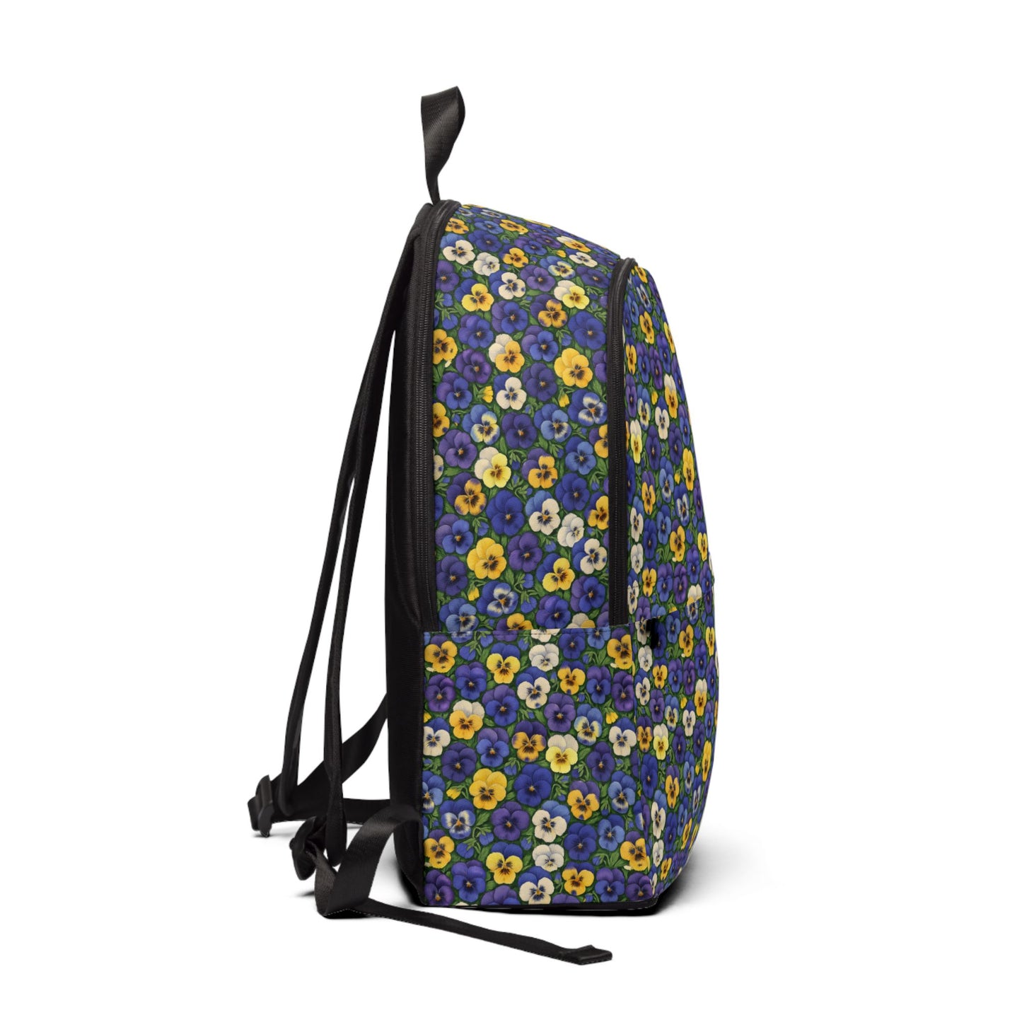 Fabric Backpack with Vibrant Pansy Design
