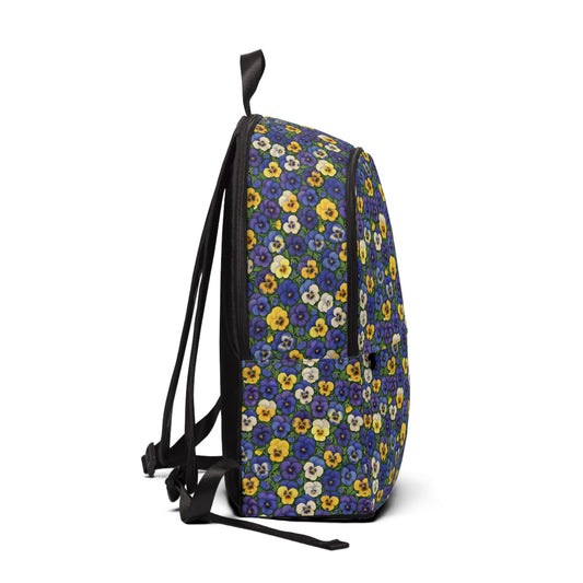 Fabric Backpack with Vibrant Pansy Design