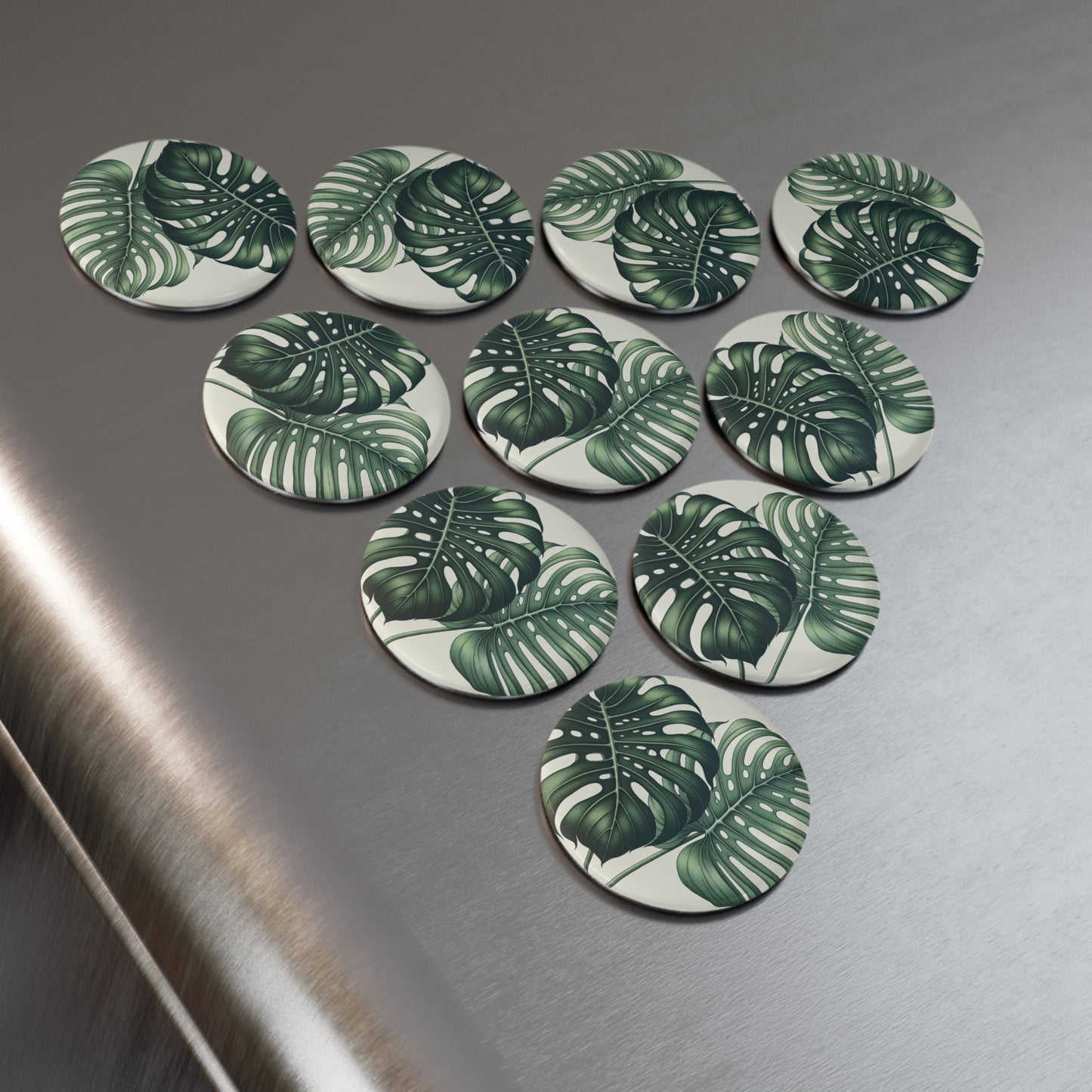 Tropical Leaves Button Magnet - Round Home Decor Accent