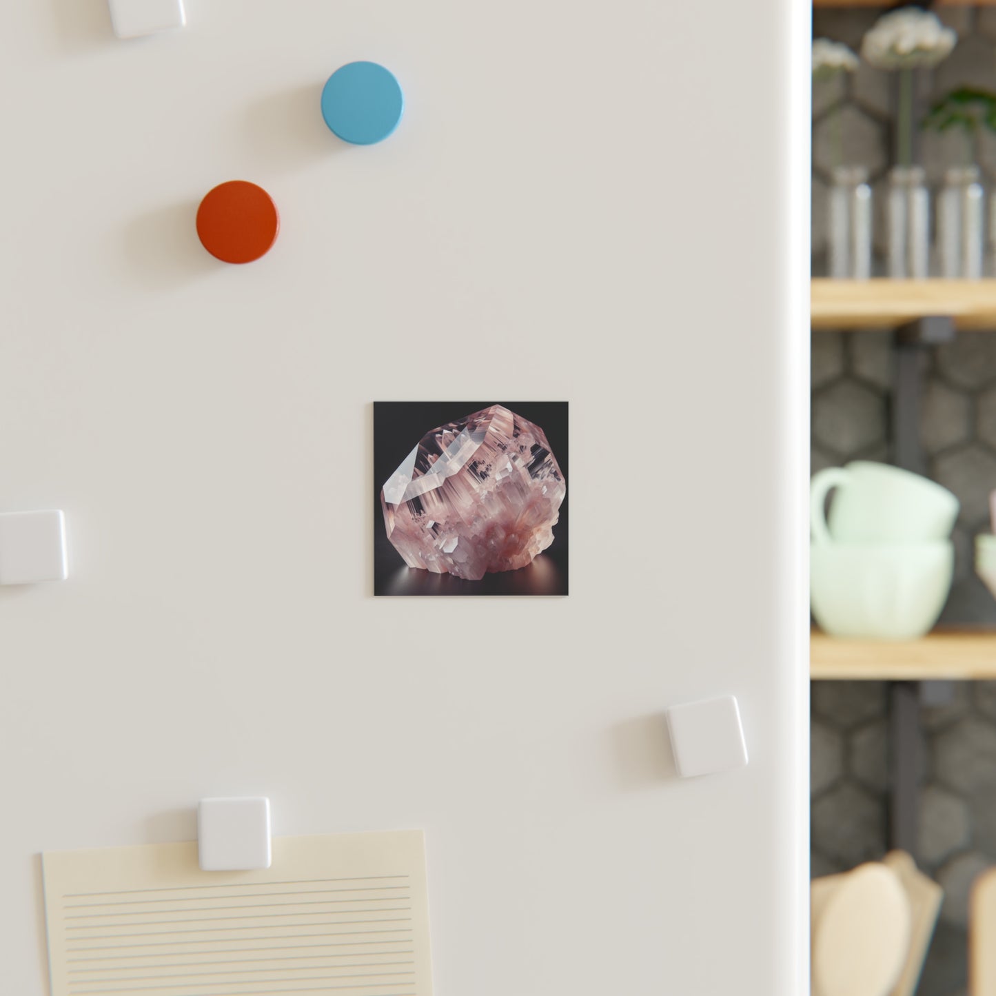 Square Magnet - Rose Quartz Crystal Design