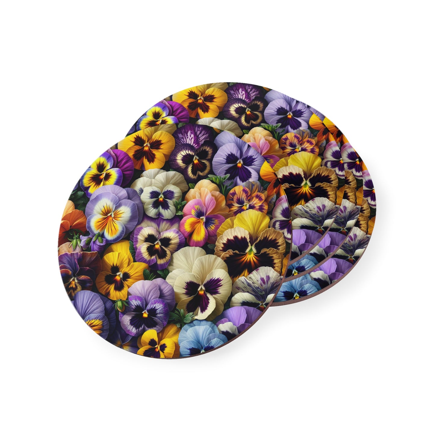 Pansy Coasters, Set of 4 Floral Drink Coasters, Flower Coasters, Garden Coaster Set, Botanical Coasters, Spring Decor