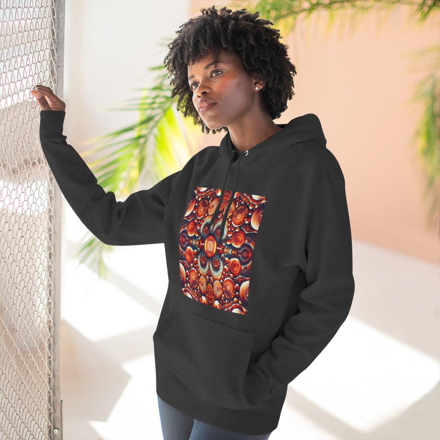 Fleece Hoodie - Carnelian Pattern
