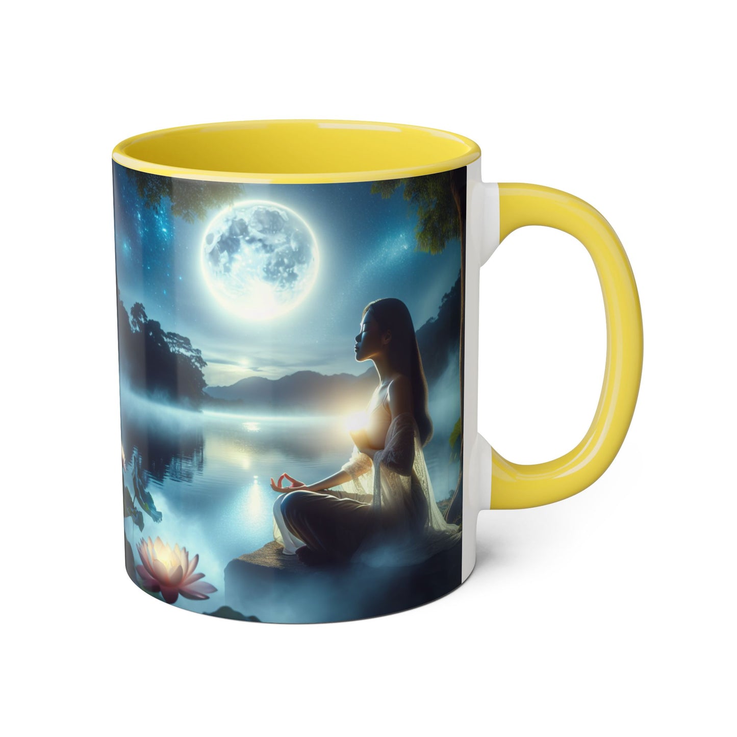 Moonlight Serenity Accent Mug, 11oz - Tranquil Ceramic Cup, Celestial Drinkware, Lunar Tea Mug, Night Sky Coffee Cup, Gift for Moon Lover
