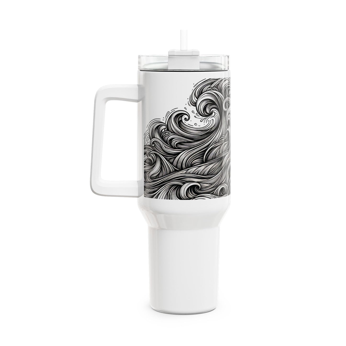40oz Tumbler - Monochrome Energy Wave Design
