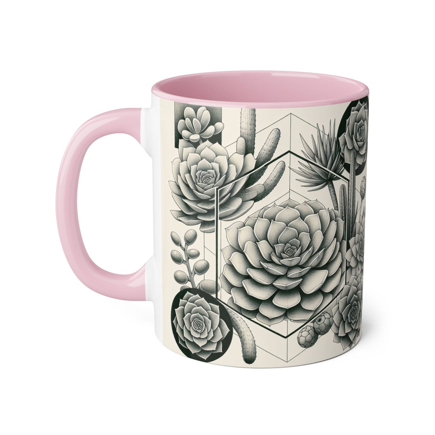 Succulent Illustration Accent Mug - 11oz - Perfect Gift for Plant Lovers