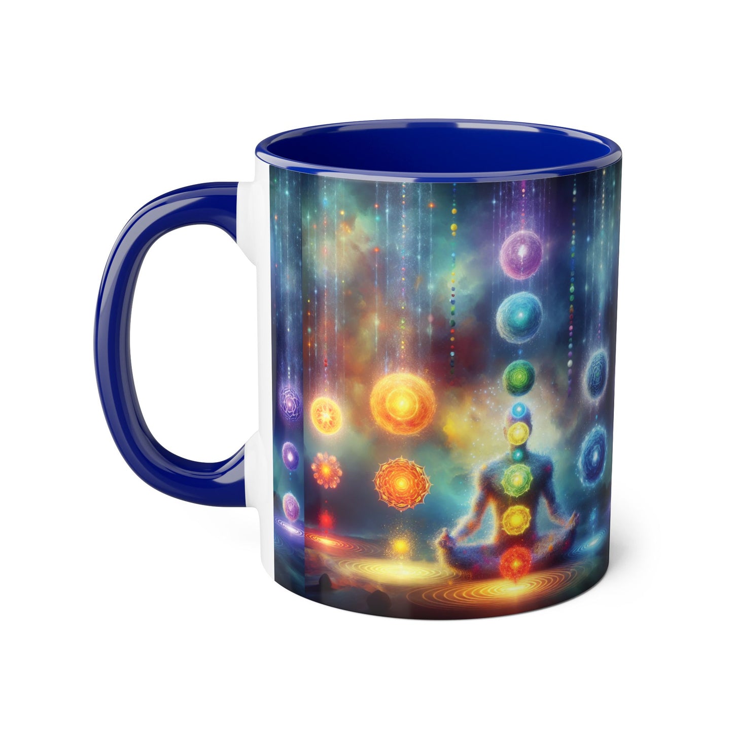 Chakra Magic Accent Mug, 11oz - Energy Healing Kitchen Cup, Reiki Crystal Meditation Tea Coffee Drinkware, Spiritual Ceramic Gift, Yoga