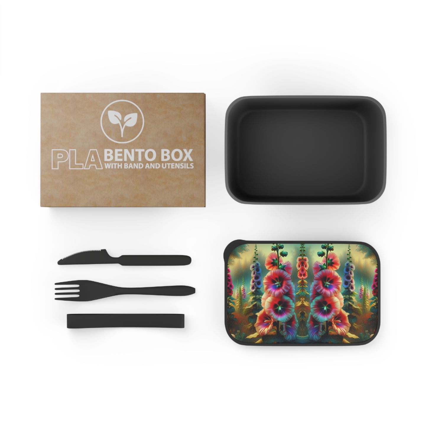 Bento Box - Hollyhocks, Eco friendly lunch box set