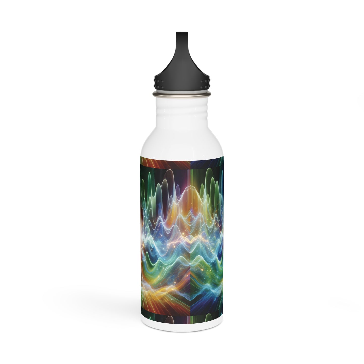 Stainless Steel Water Bottle - Frequency Waves Design, Reusable Drinkware, Yoga Lover Gift, Mindfulness Hydration, BPA-Free
