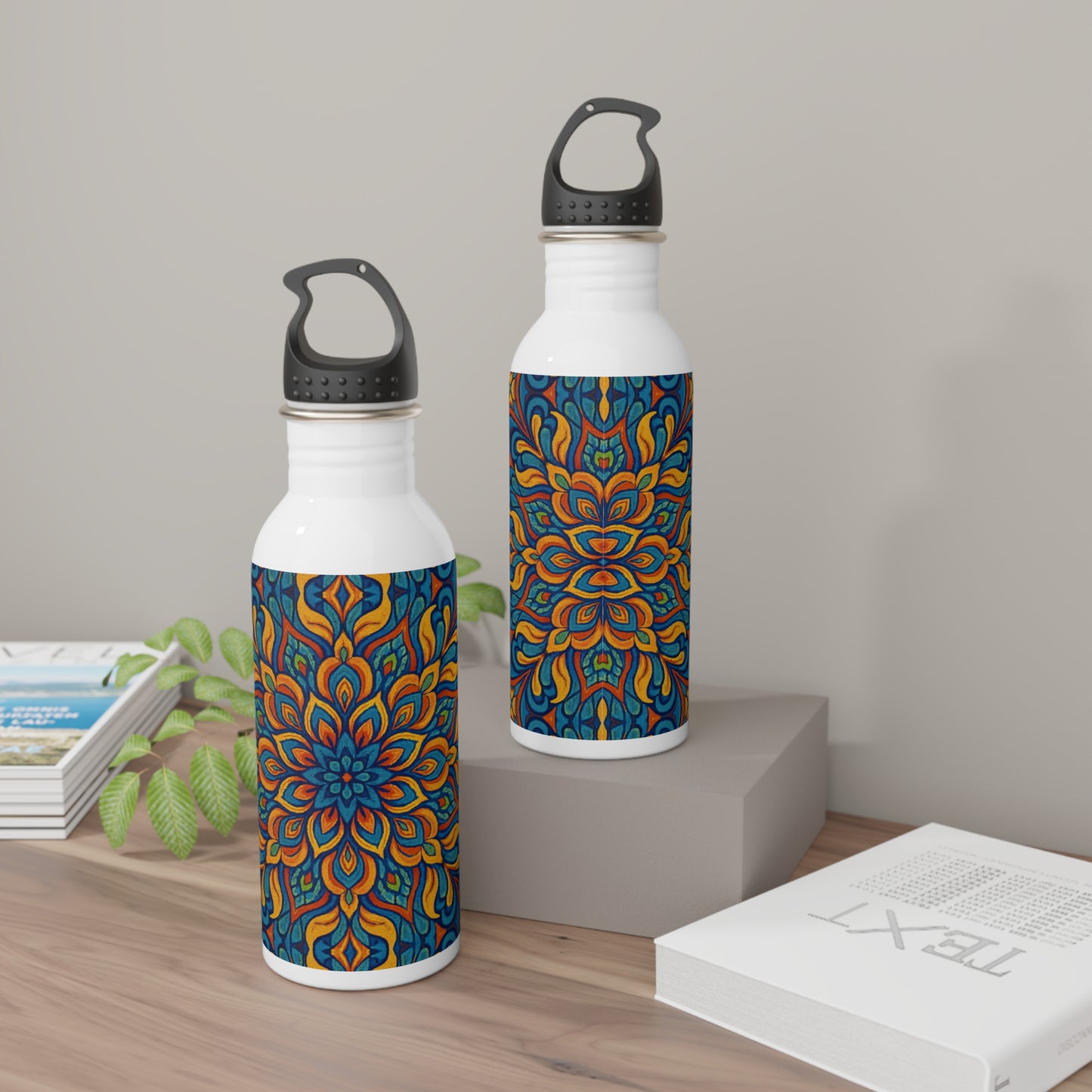 Kaleidoscope Stainless Steel Water Bottle - Colorful Insulated, Reusable Flask, Gym Hydration, Travel Tumbler, Unique Gift